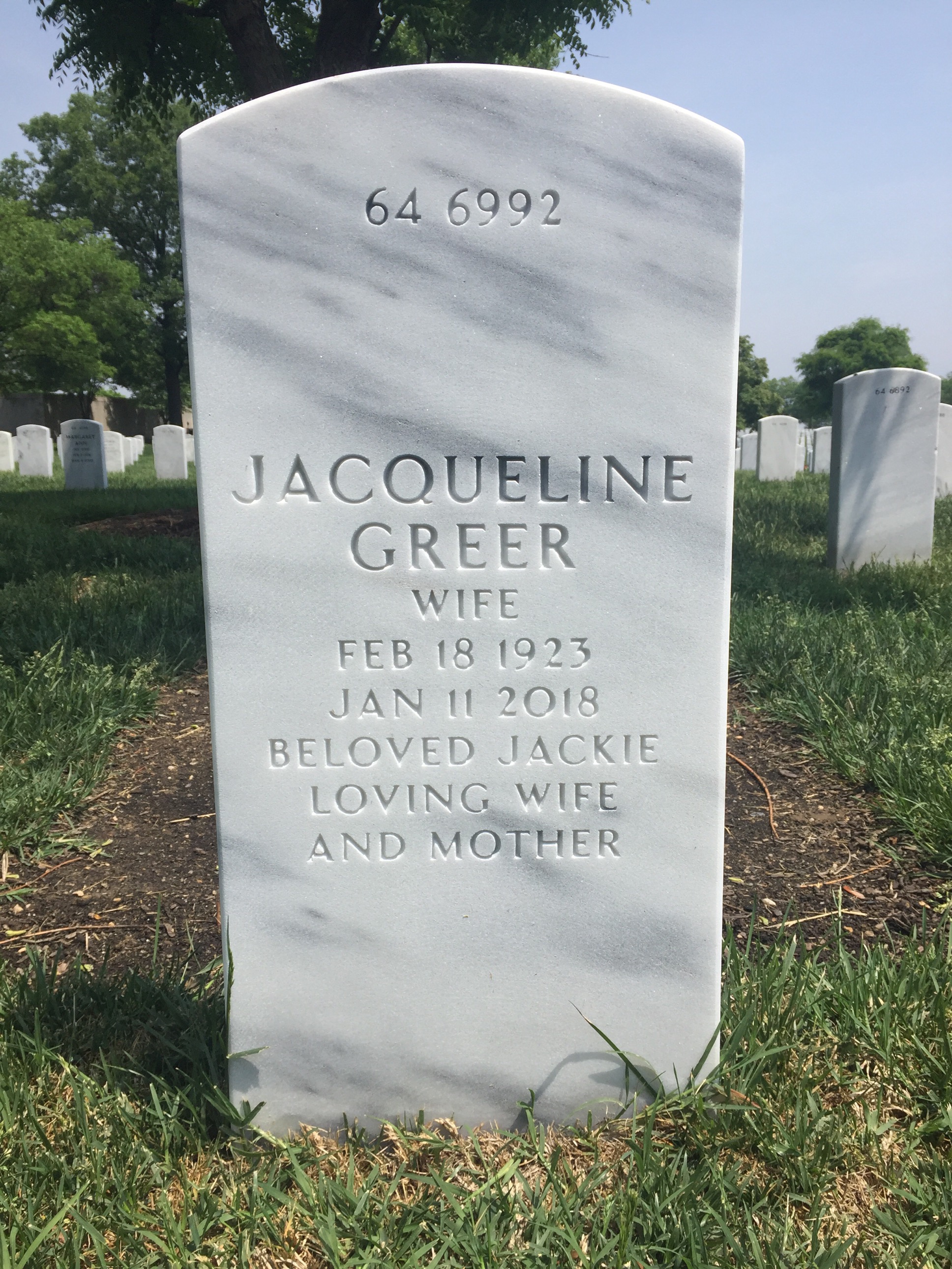 Back of headstone — Quentin Aanenson