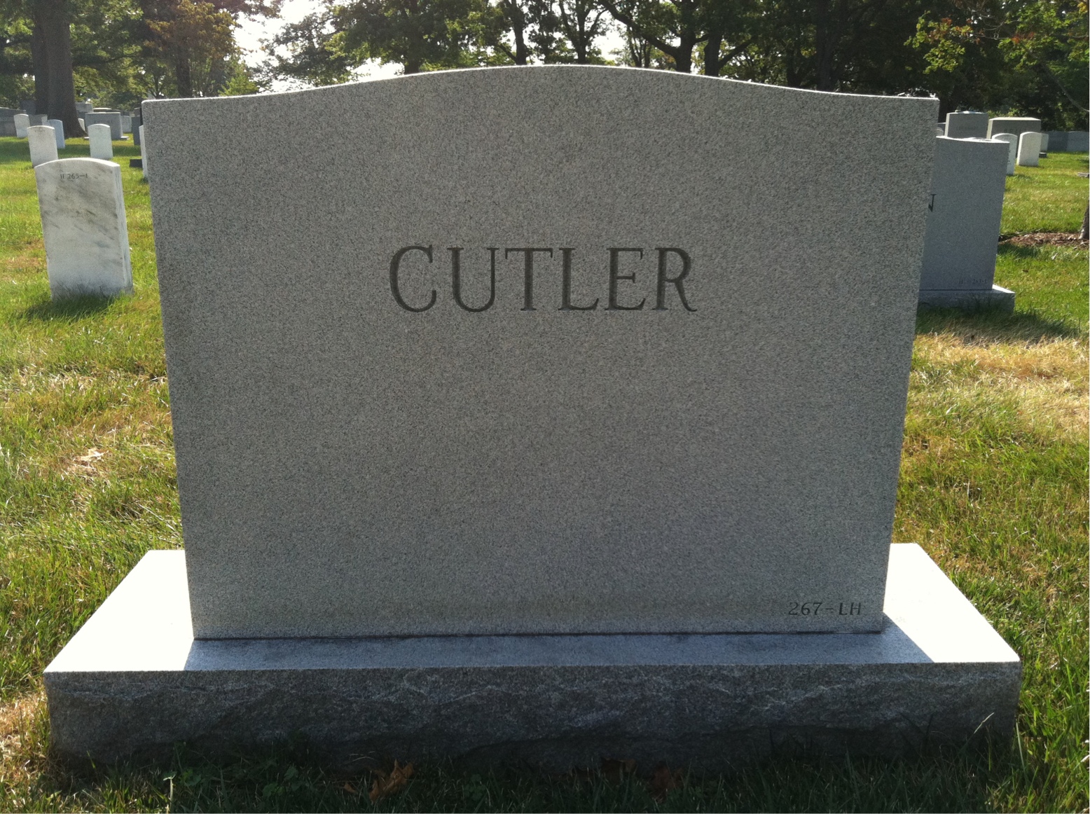 Back of headstone — John Cutler