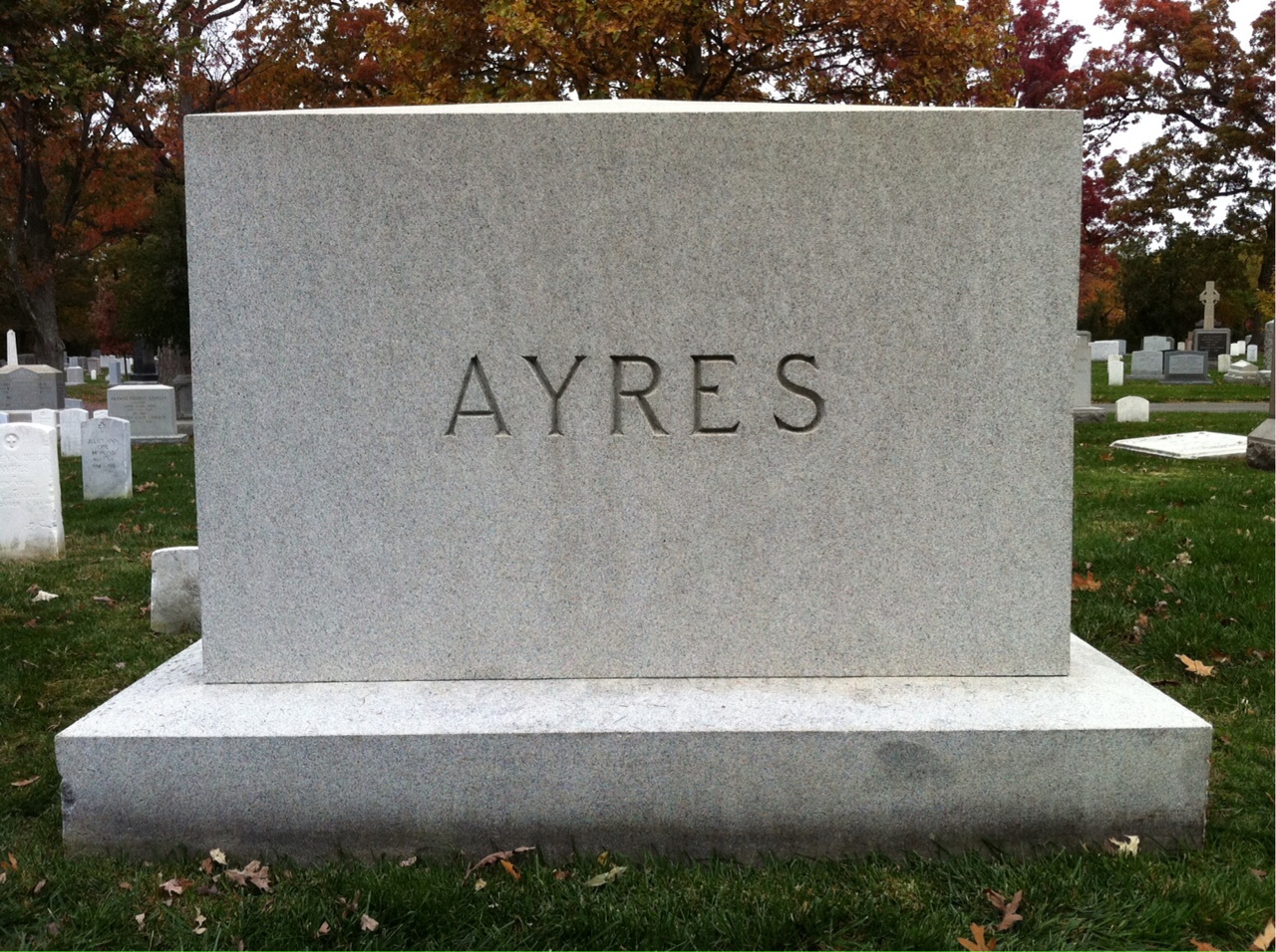Back of headstone — Charles Ayres