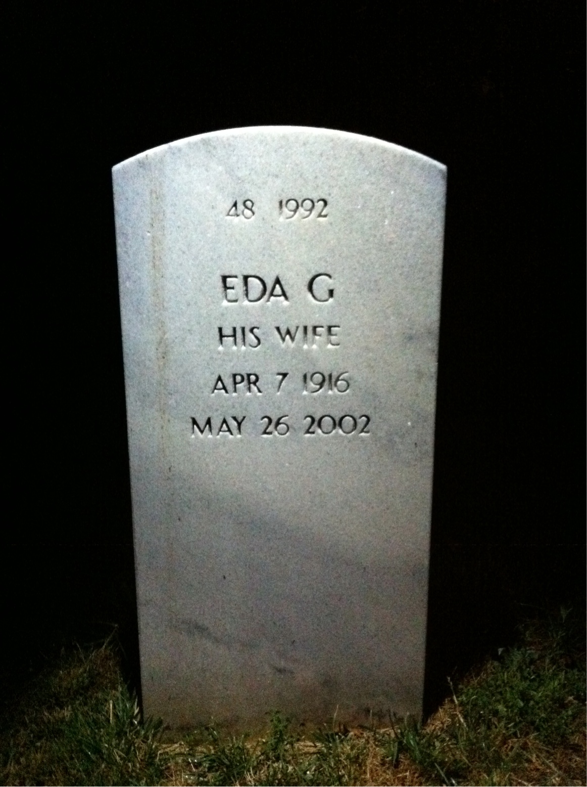 Back of headstone — Eda Mohler