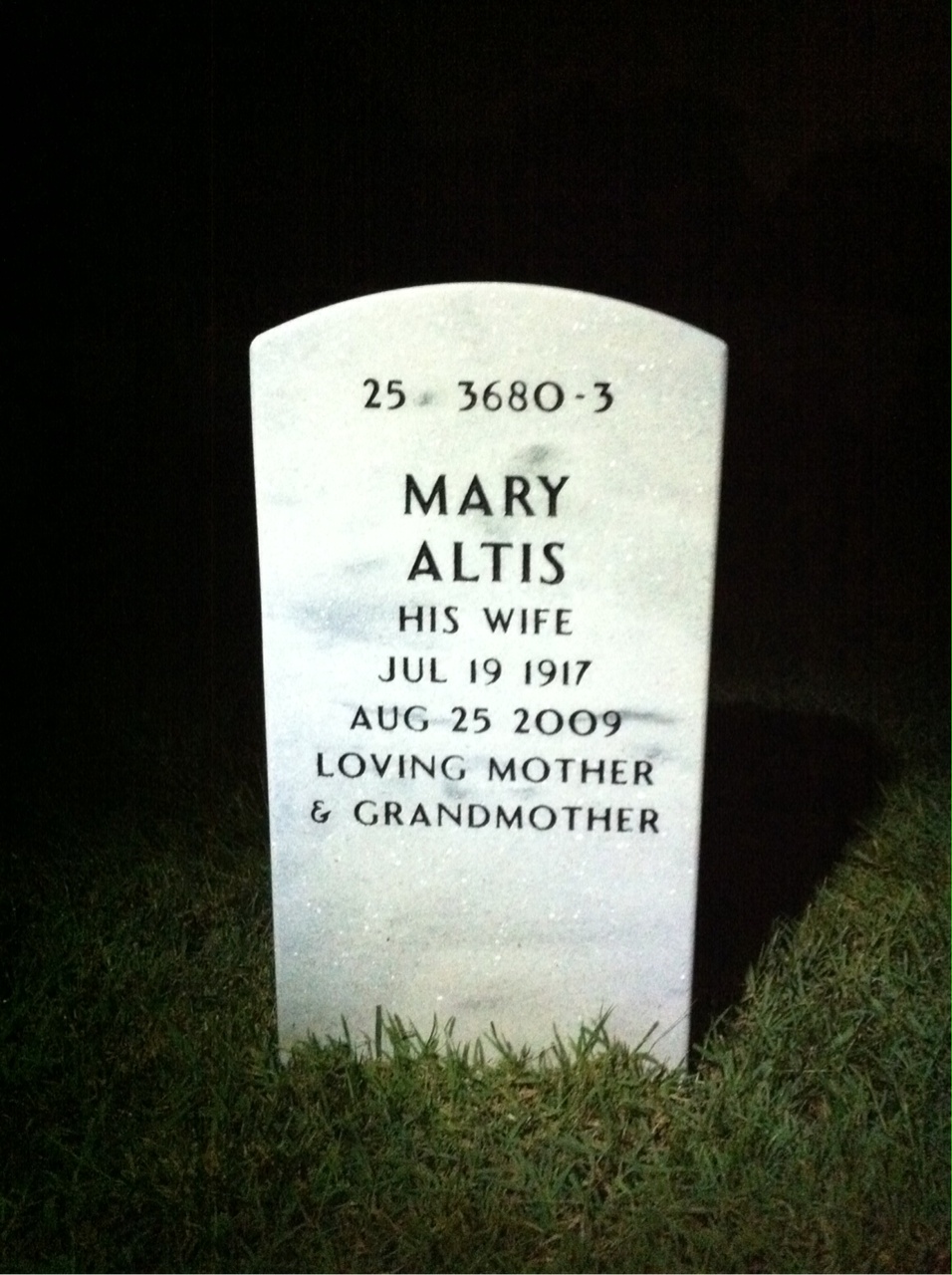 Back of headstone — John Paseur