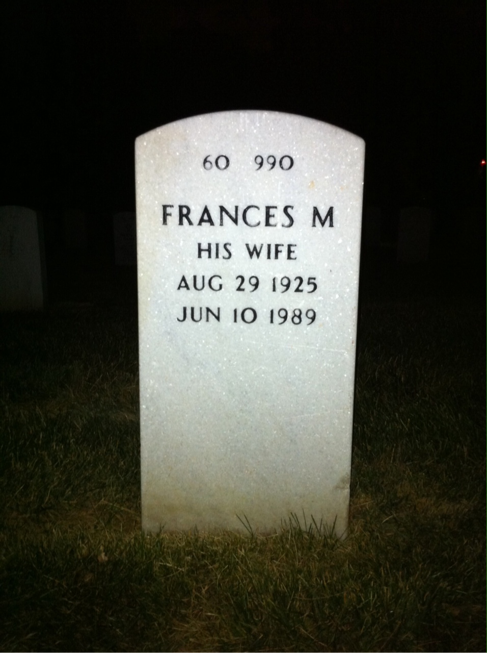 Back of headstone — Alan Farrior