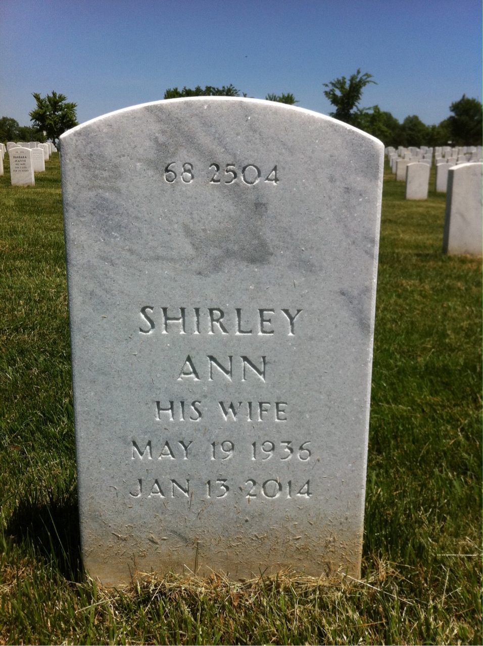 Back of headstone — Anthony Acela