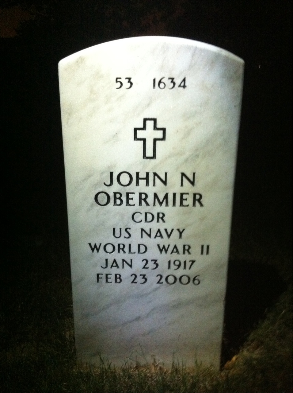 Back of headstone — Edith Obermier
