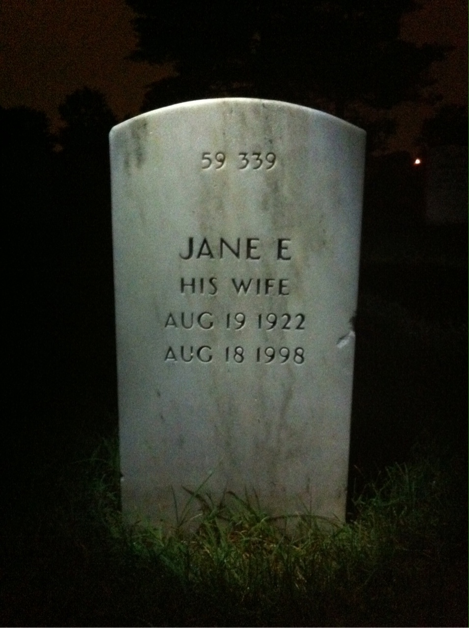 Back of headstone — Cleo Mitchell