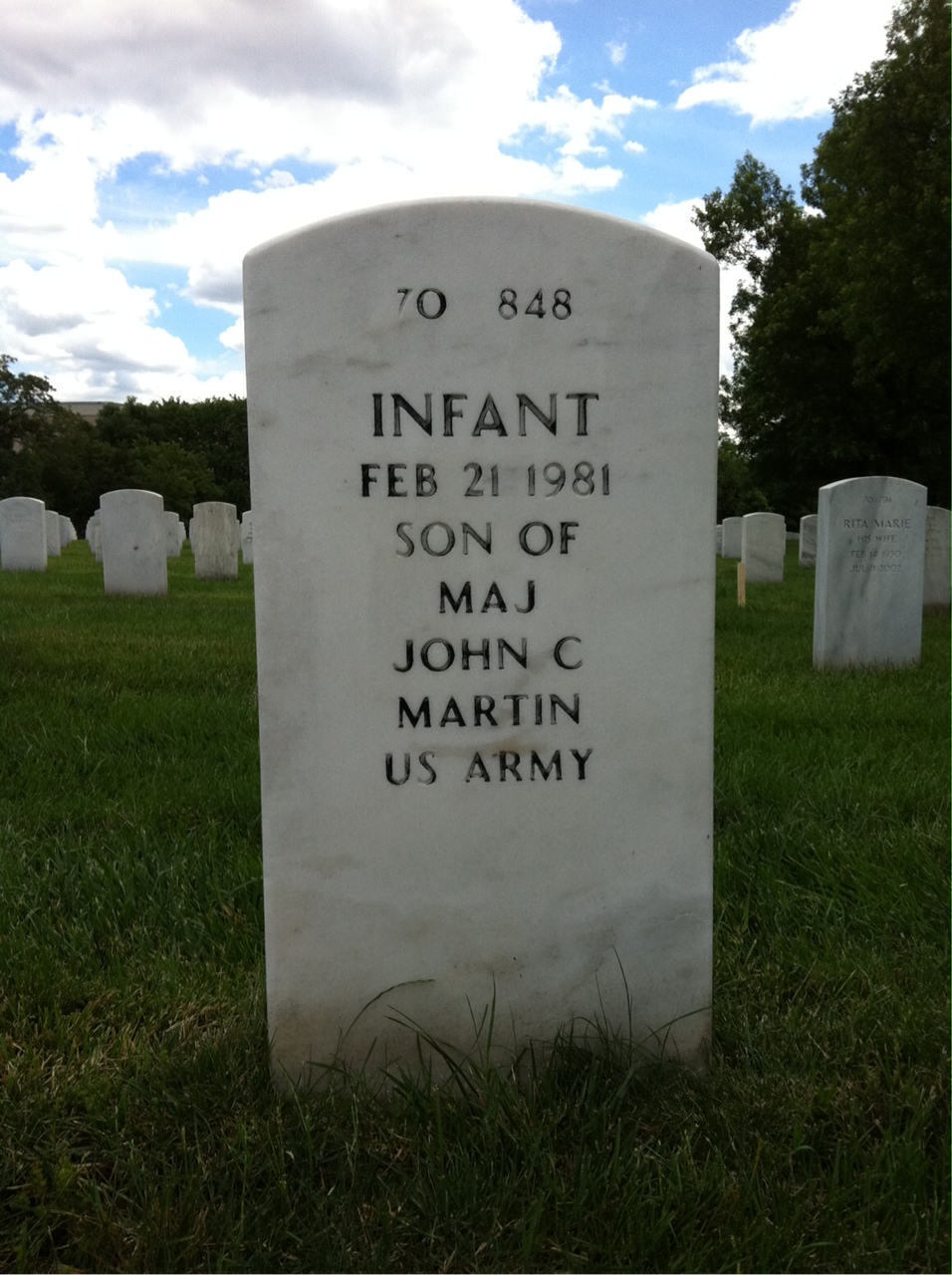 Back of headstone — John Martin
