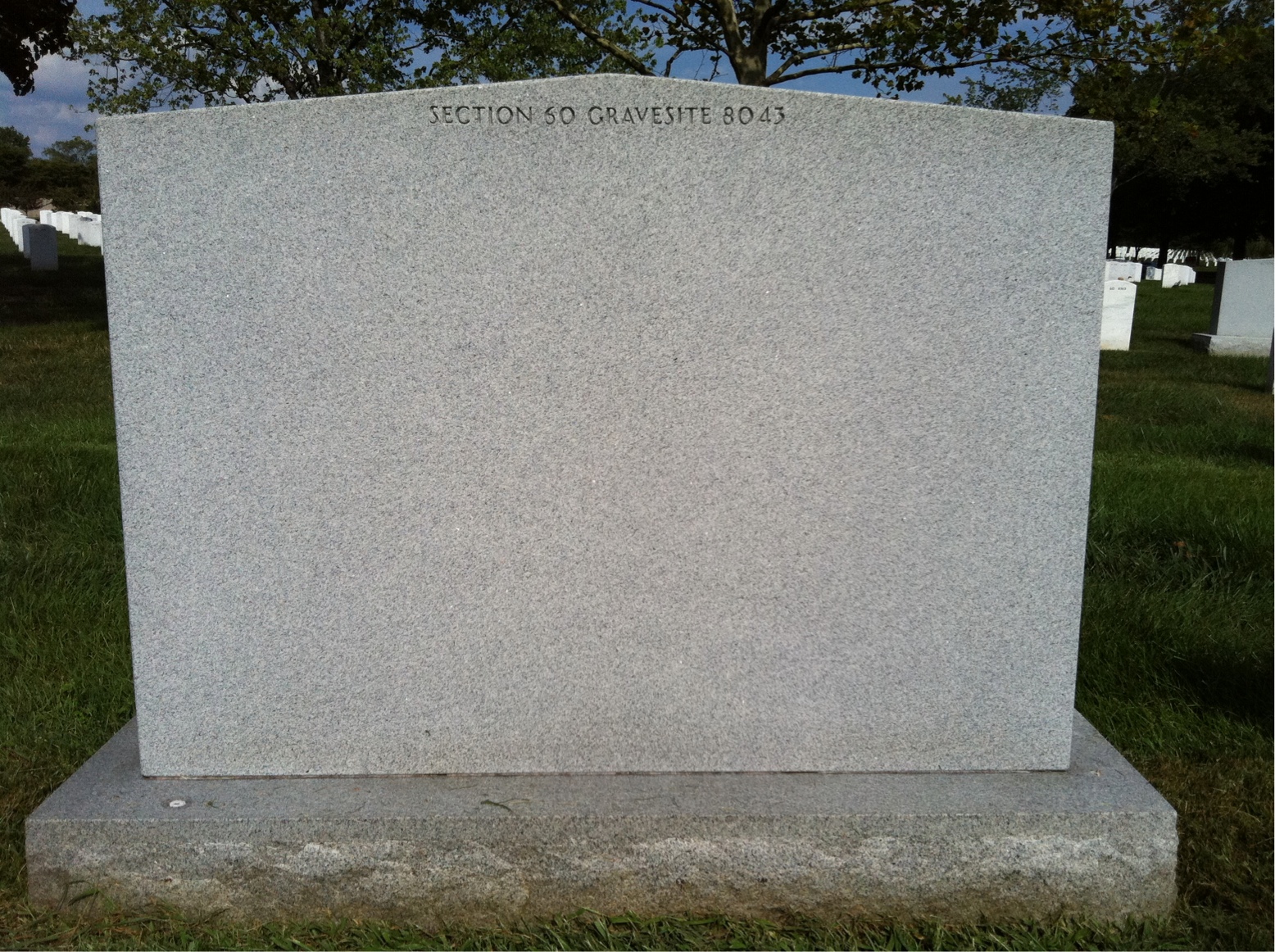 Back of headstone — Ellis Arnold