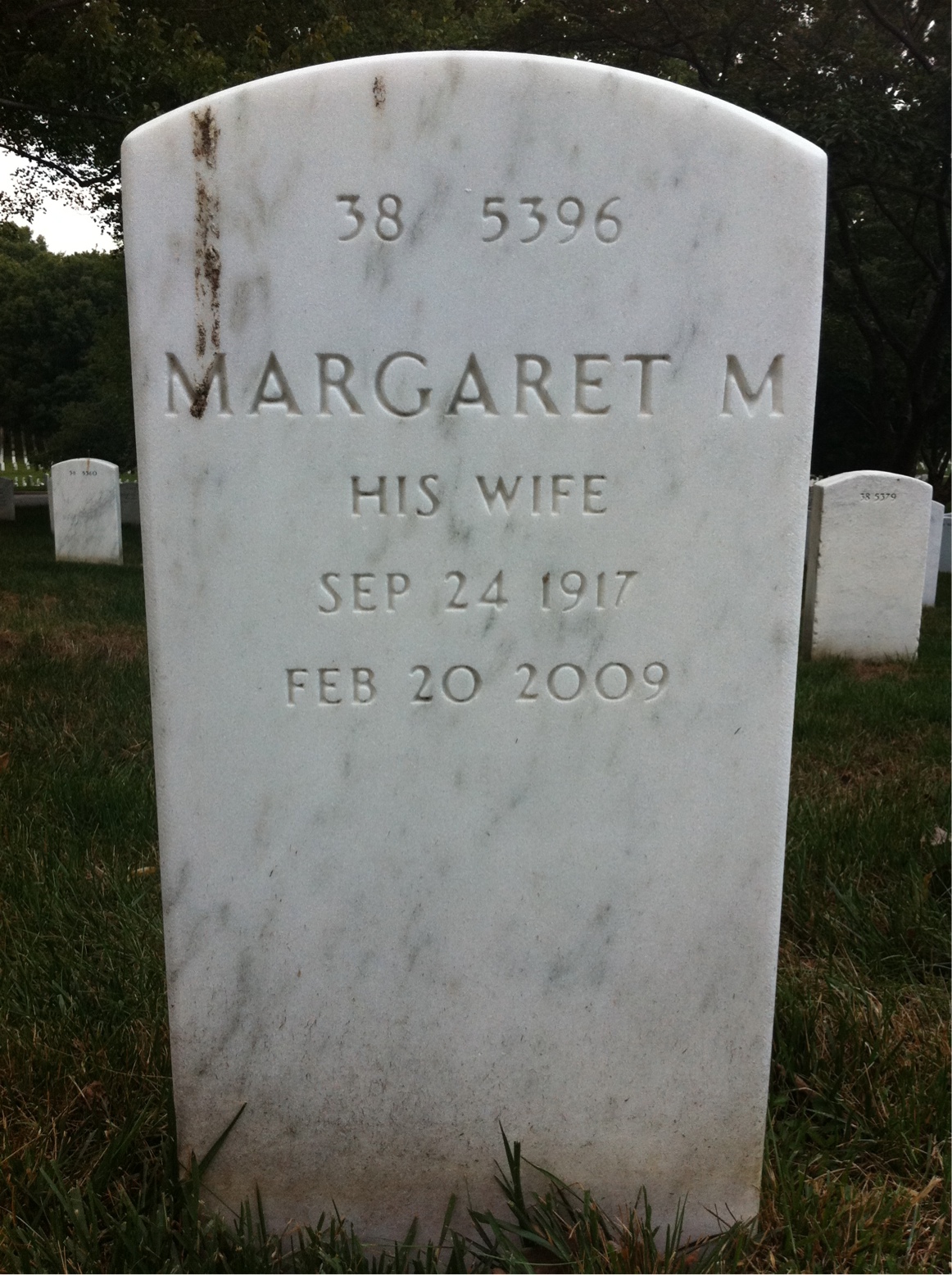 Back of headstone — Dean Peterson