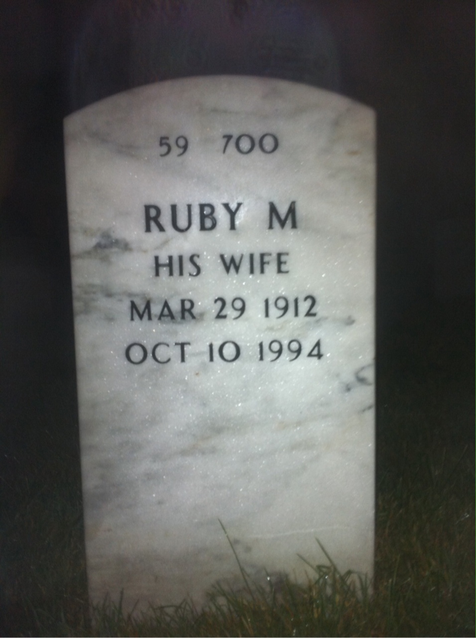 Back of headstone — Maurice Simpson