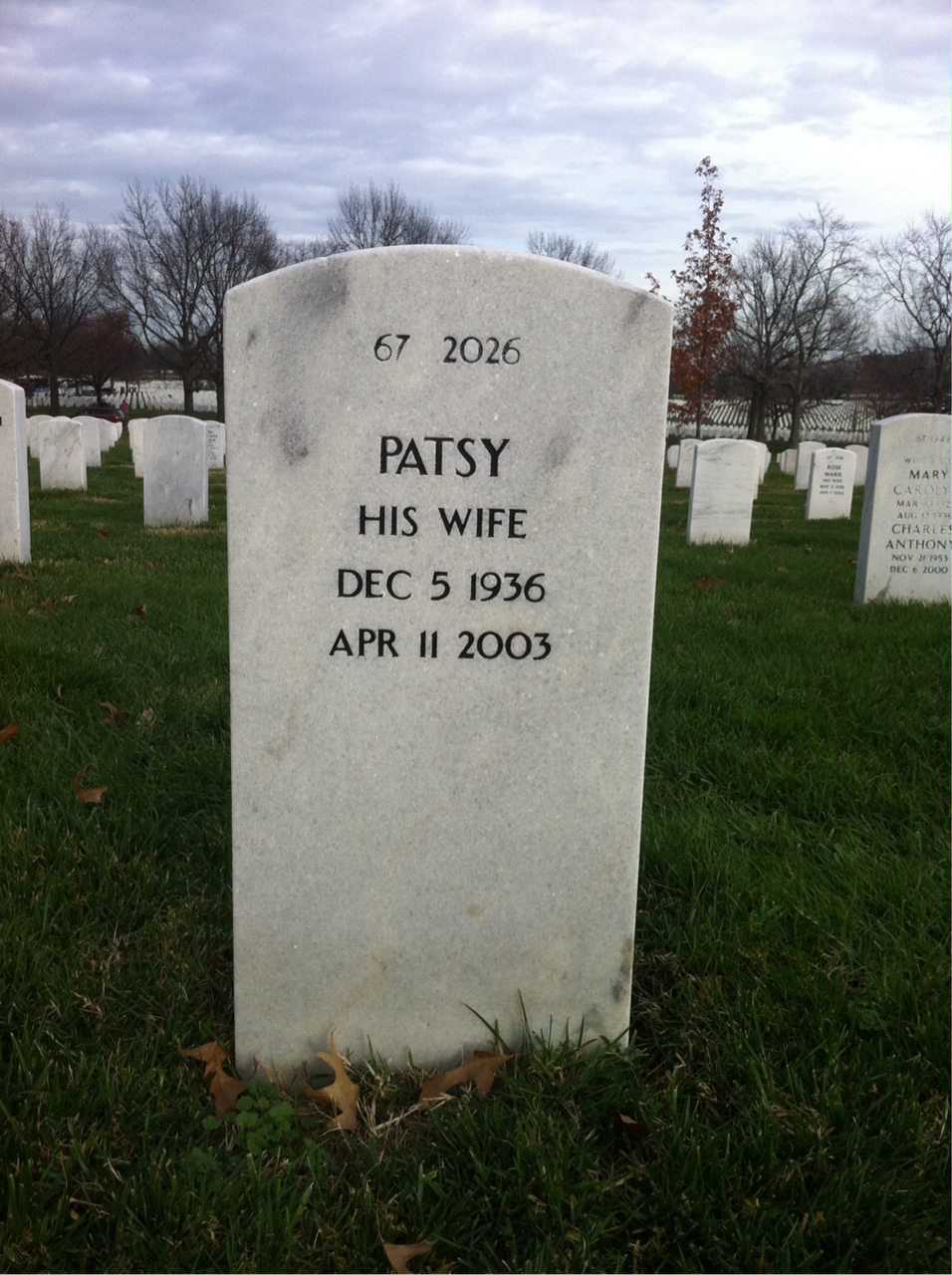 Back of headstone — Patsy Anderson