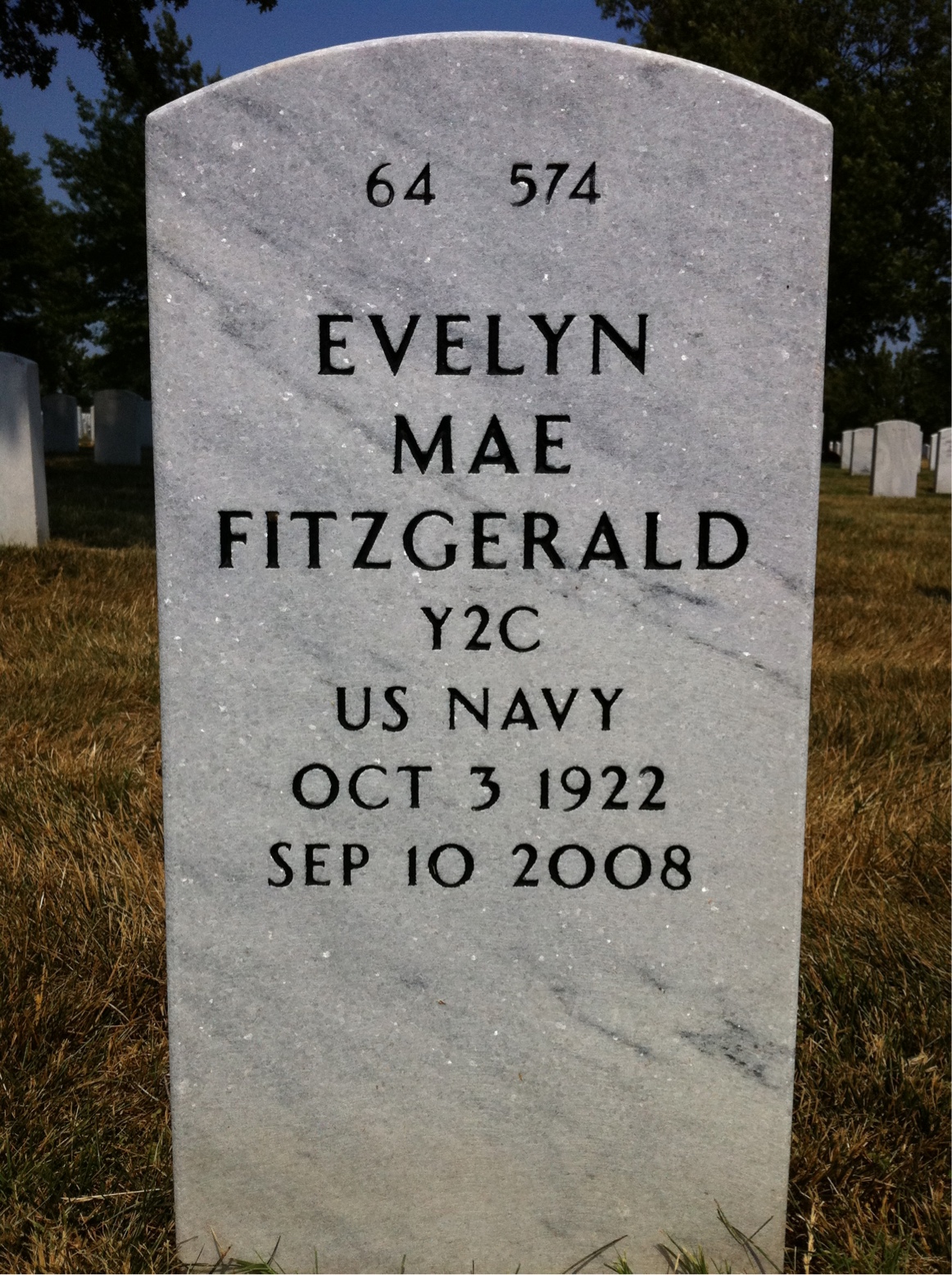 Back of headstone — Evelyn Fitzgerald