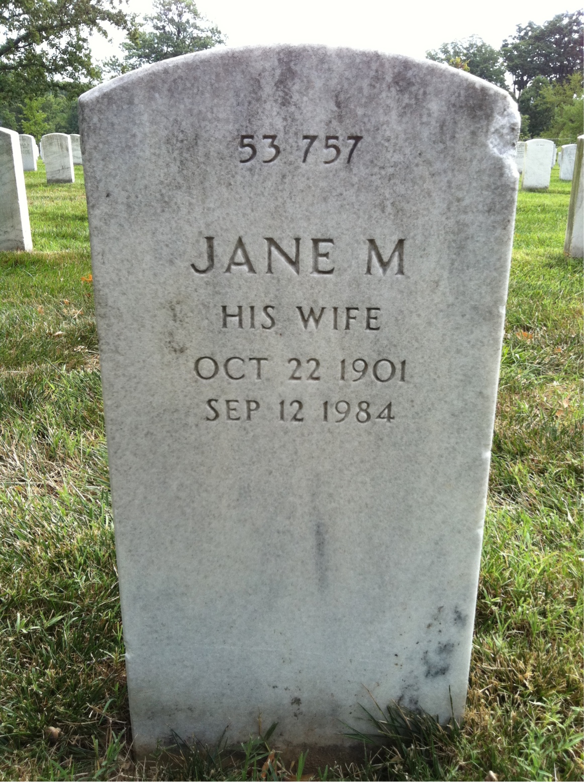 Back of headstone — Robert S Woodson