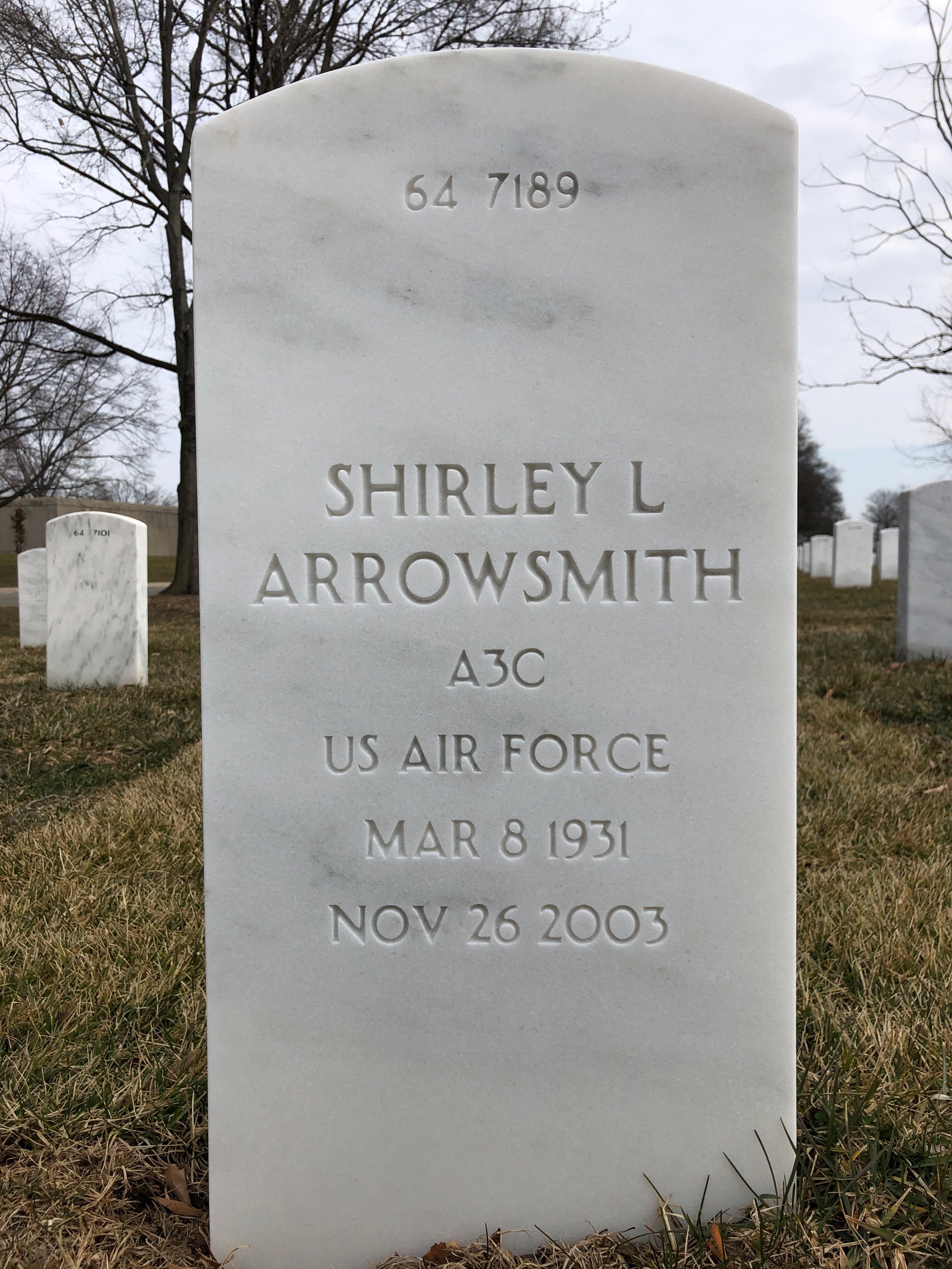Back of headstone — John Arrowsmith