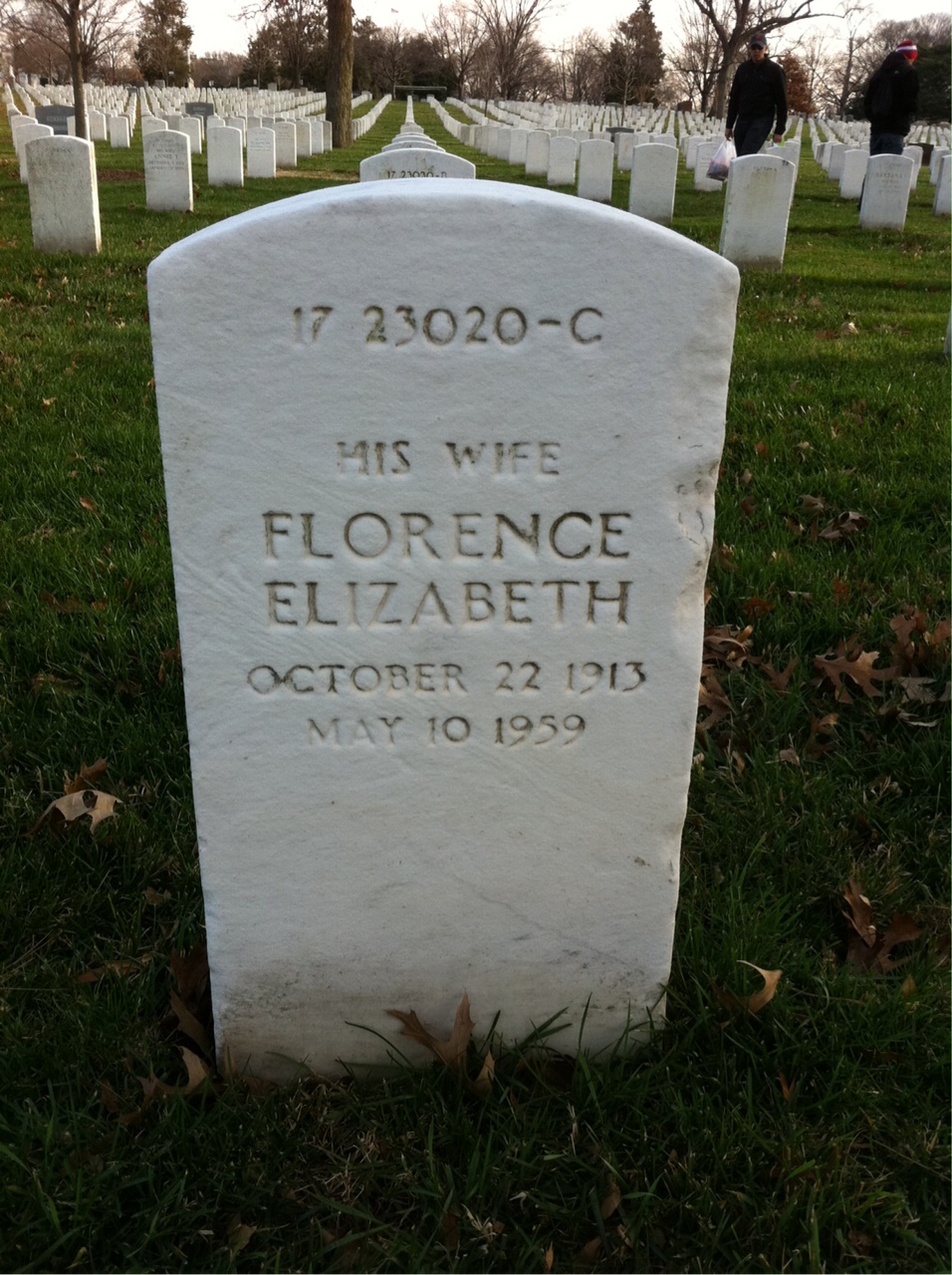 Back of headstone — Florence Benton