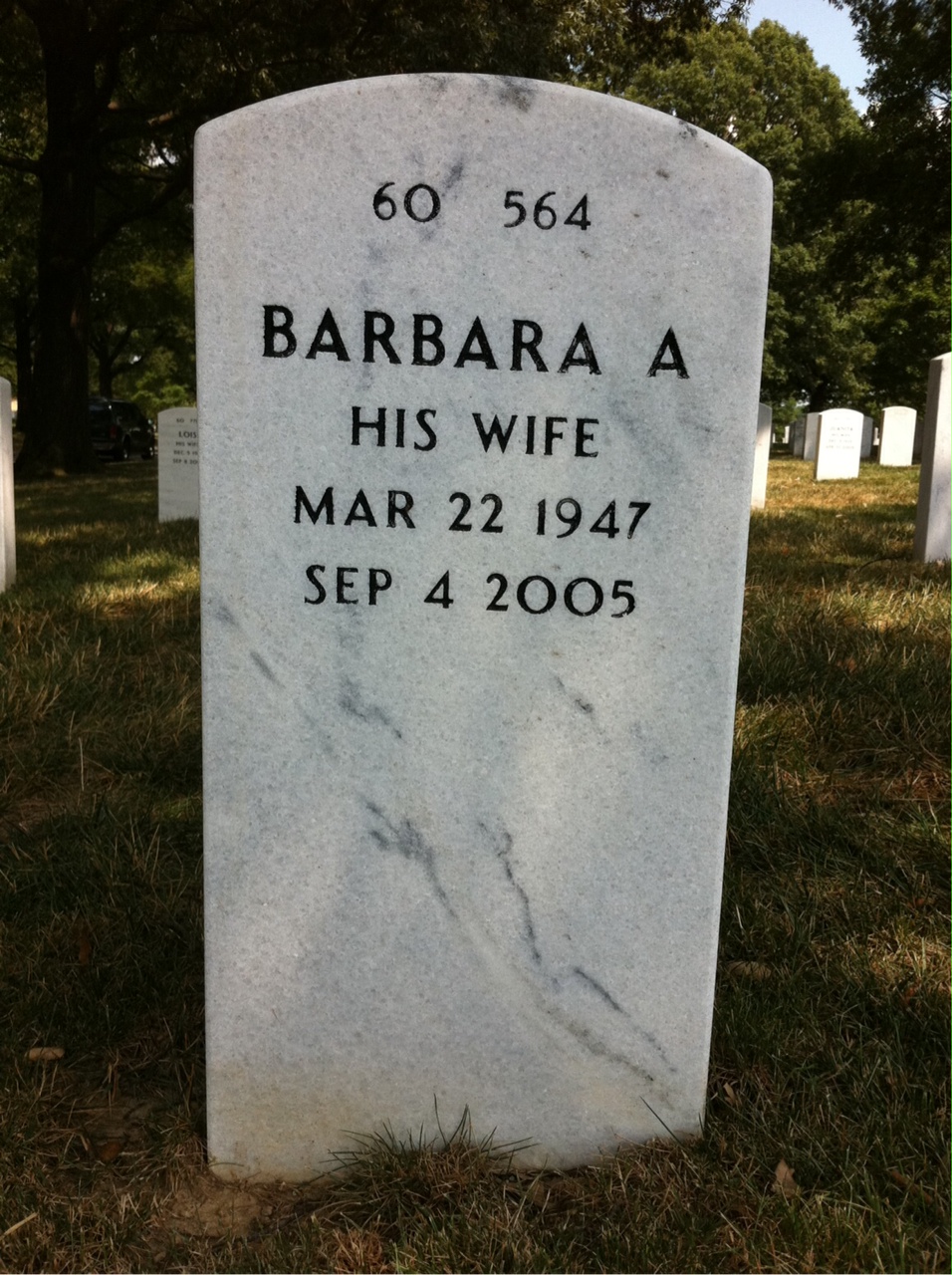 Back of headstone — Francis Kraemer