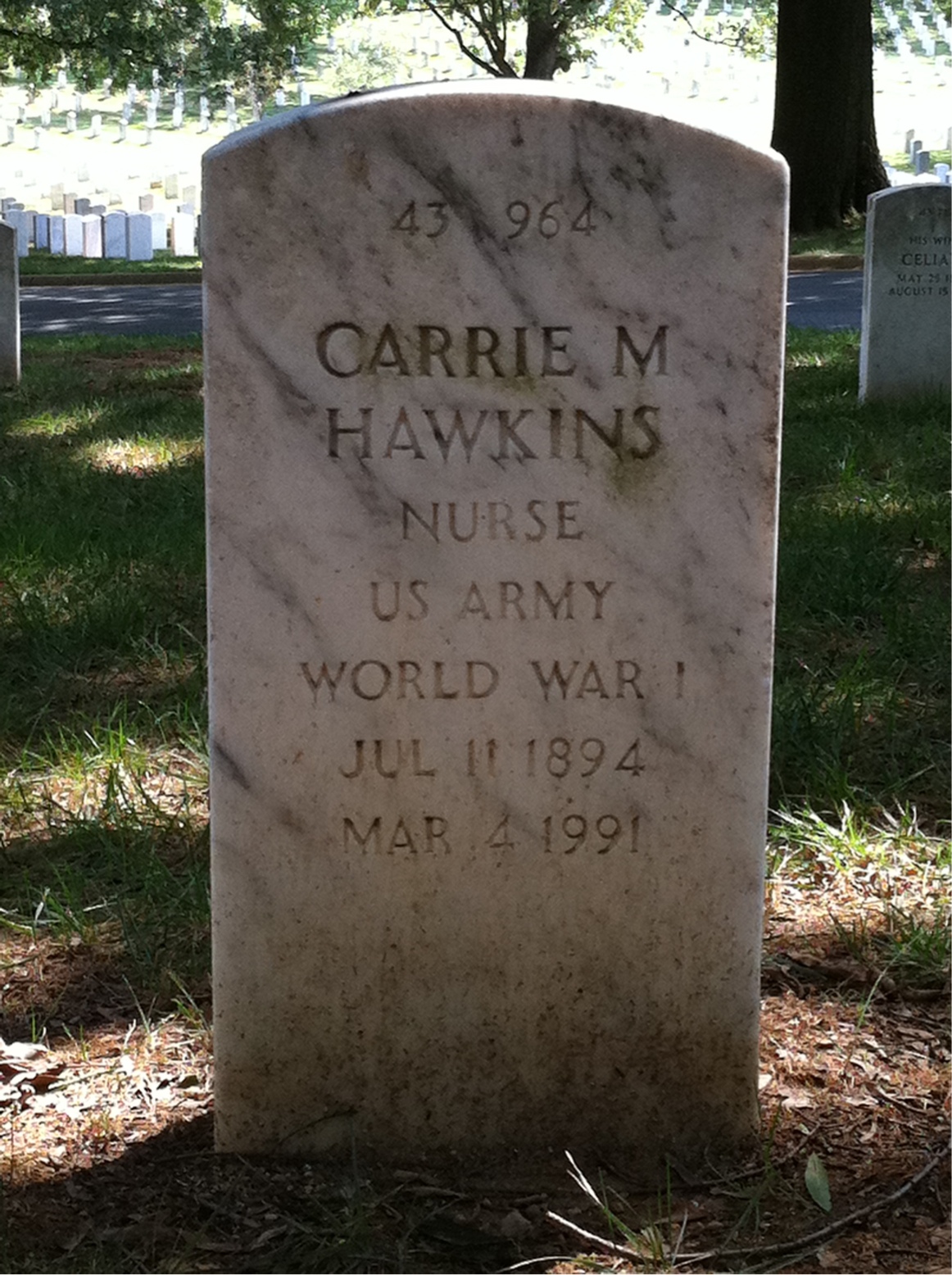 Back of headstone — Walter P Hawkins