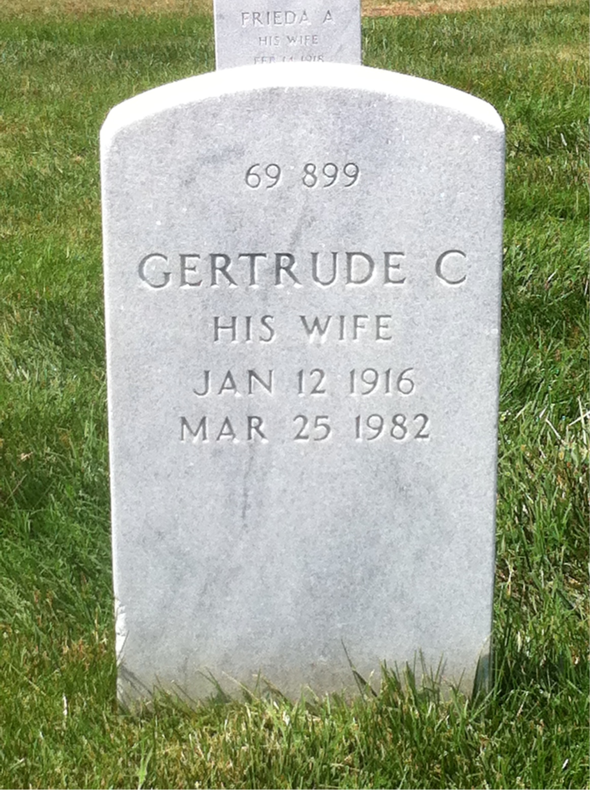Back of headstone — Wilbur Miller