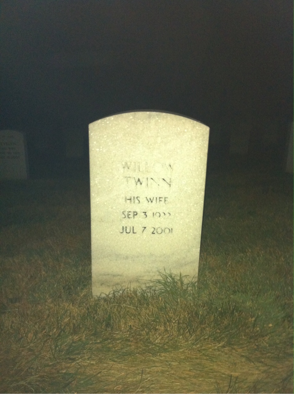 Back of headstone — Willow Twin Rodgers