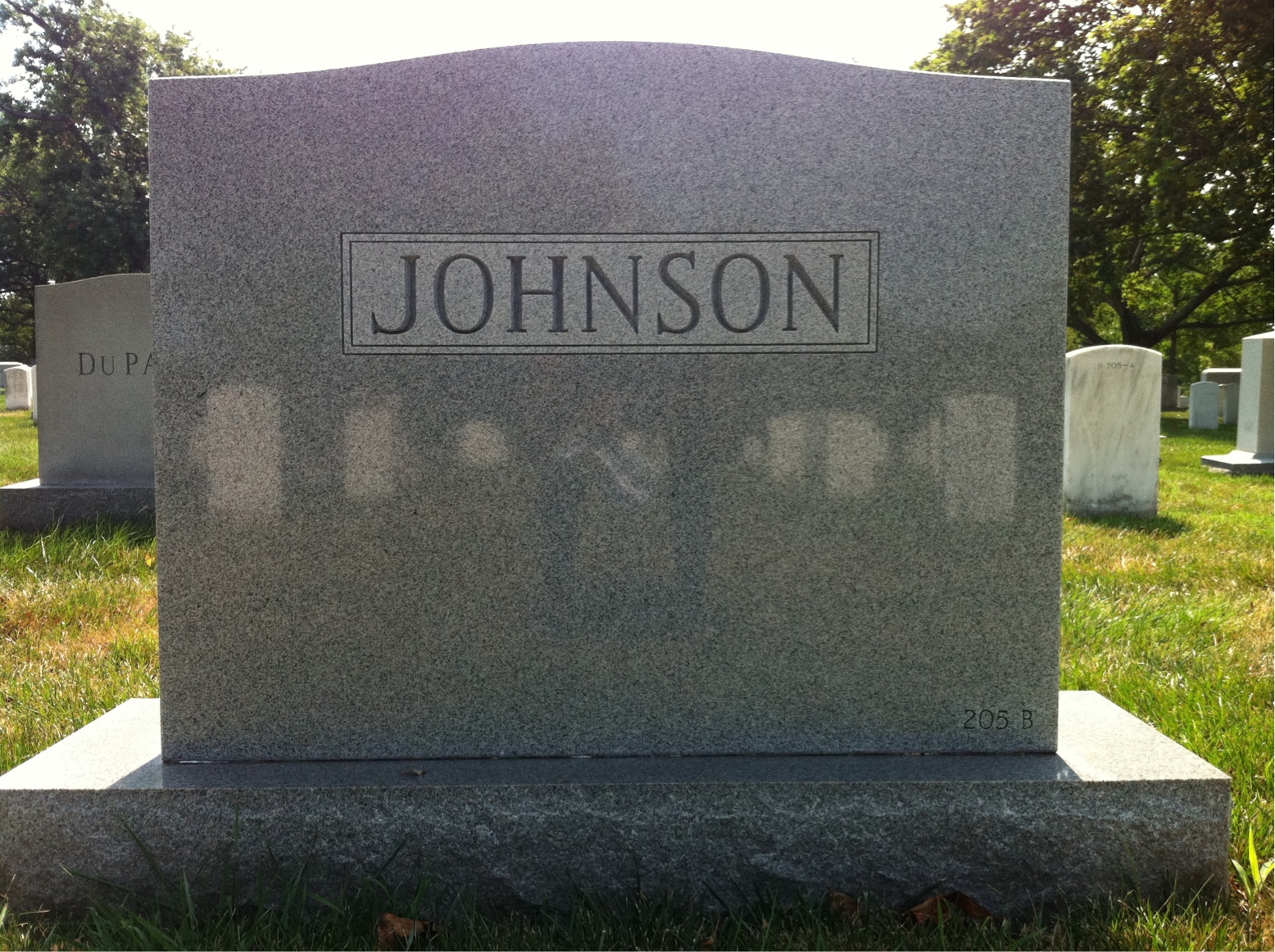 Back of headstone — Charles Johnson