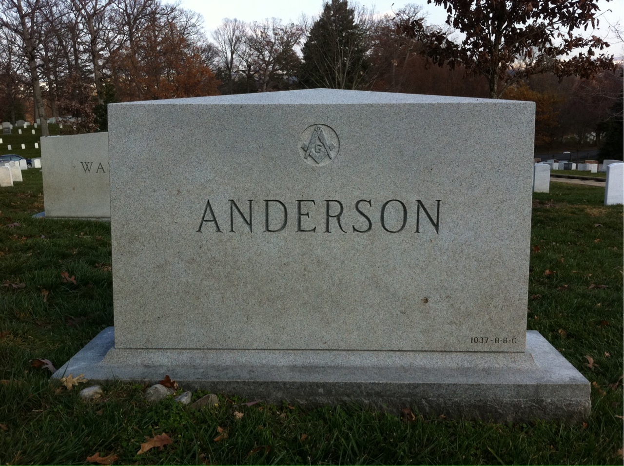 Back of headstone — Josephine Anderson
