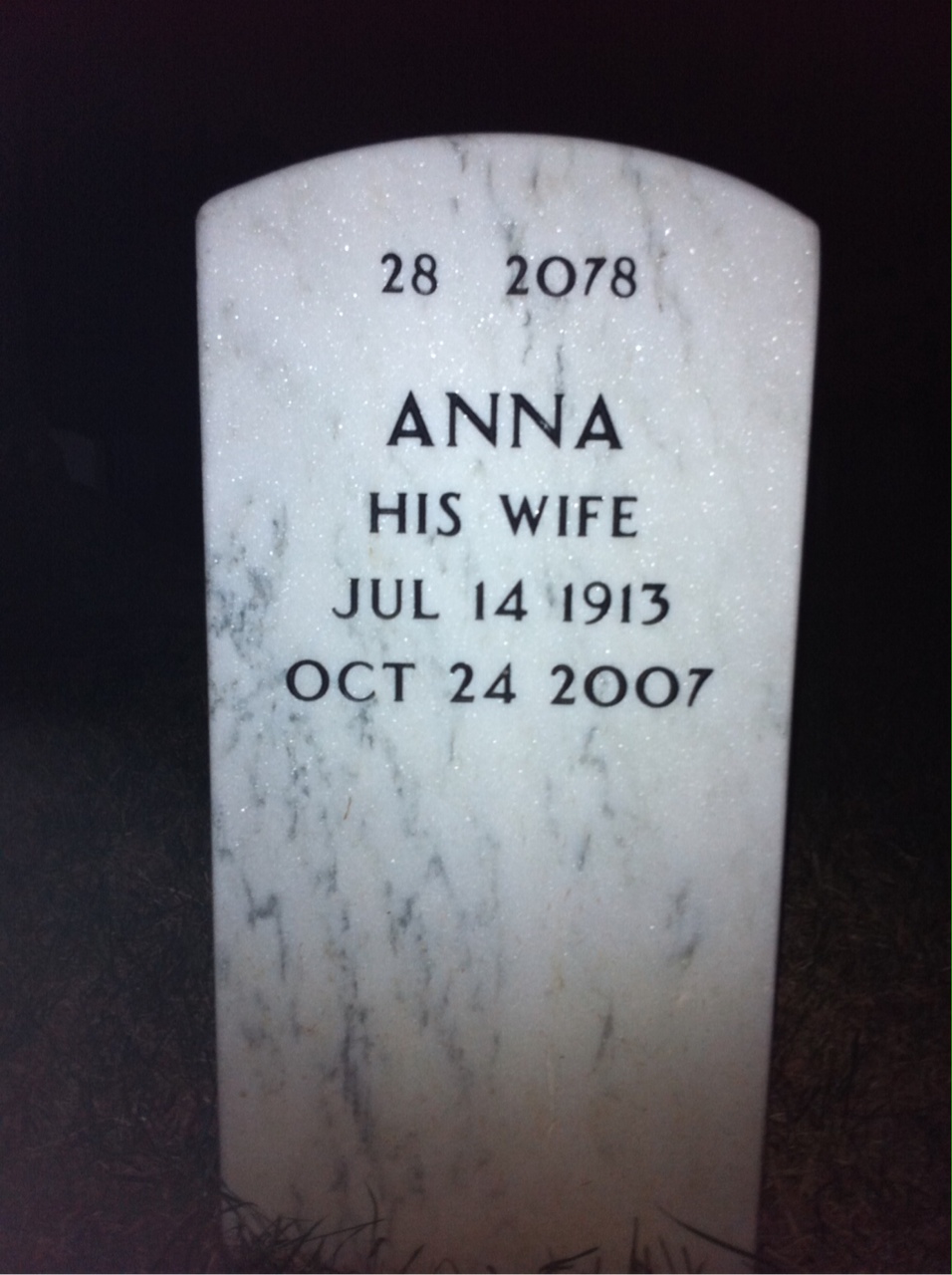 Back of headstone — George Scarlis