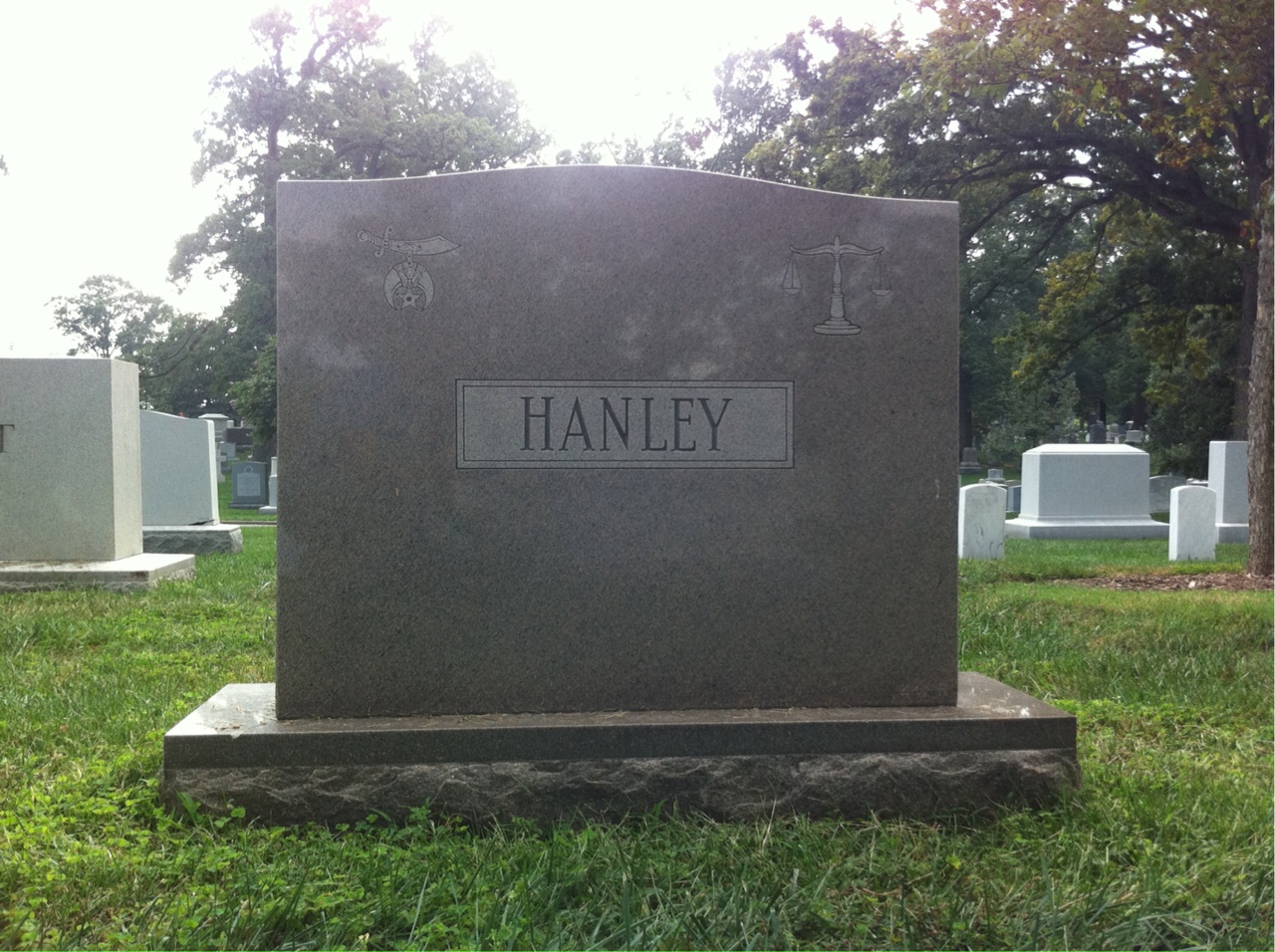 Back of headstone — Lloyd Hanley