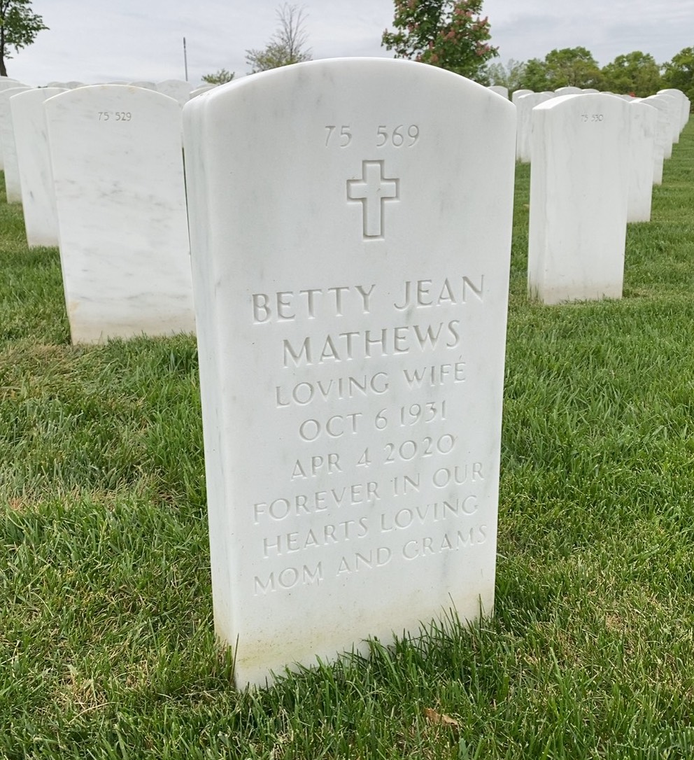 Back of headstone — Walter Robert Mathews