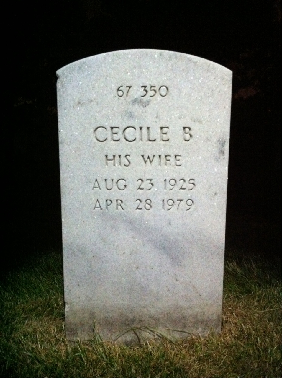 Back of headstone — Ernest C Hoffman