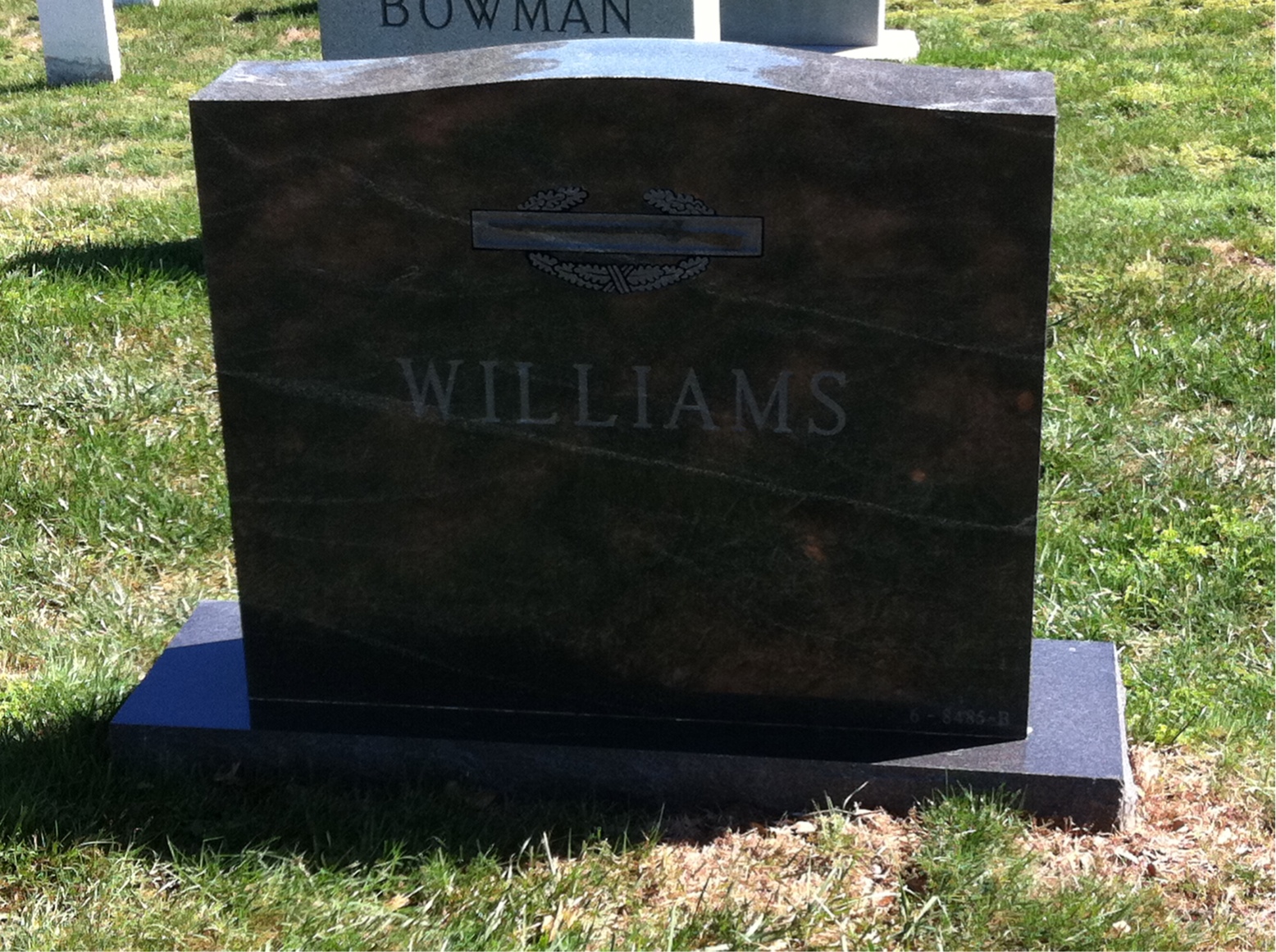 Back of headstone — Mary Williams
