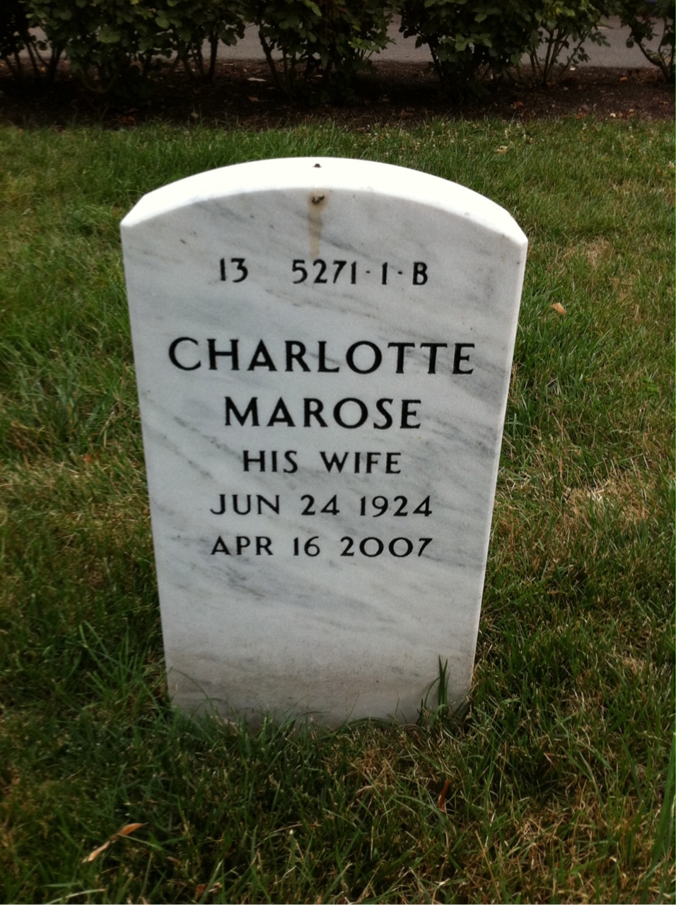 Back of headstone — Charles Acheson