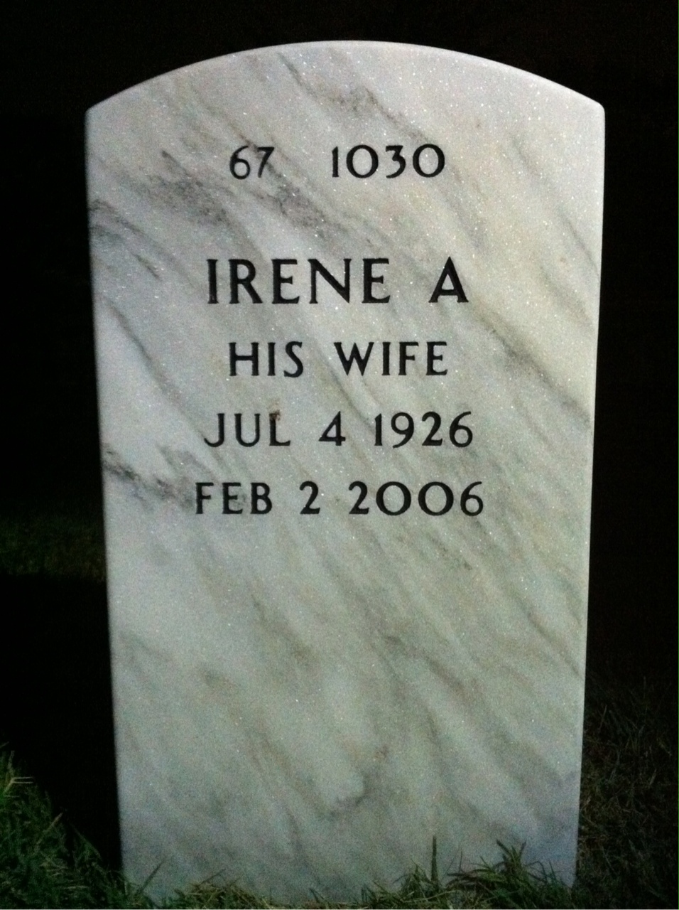 Back of headstone — John Barrett