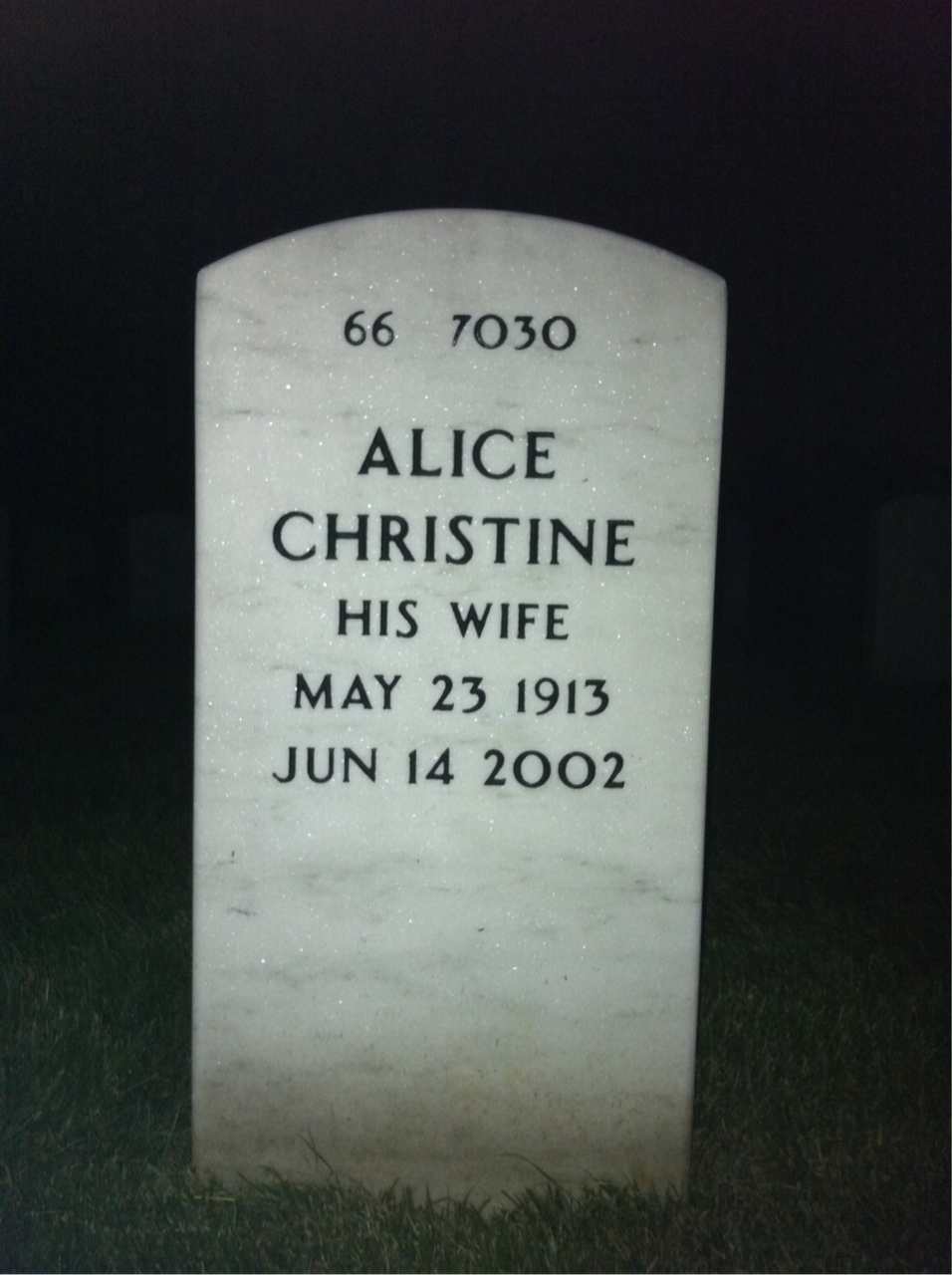 Back of headstone — John Lynch