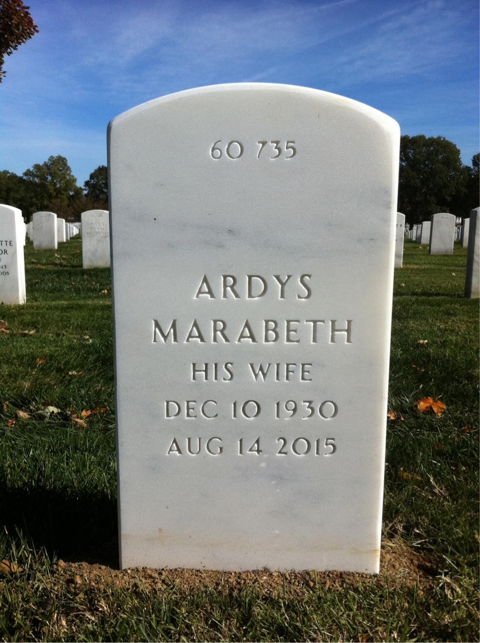 Back of headstone — Stanton Brown