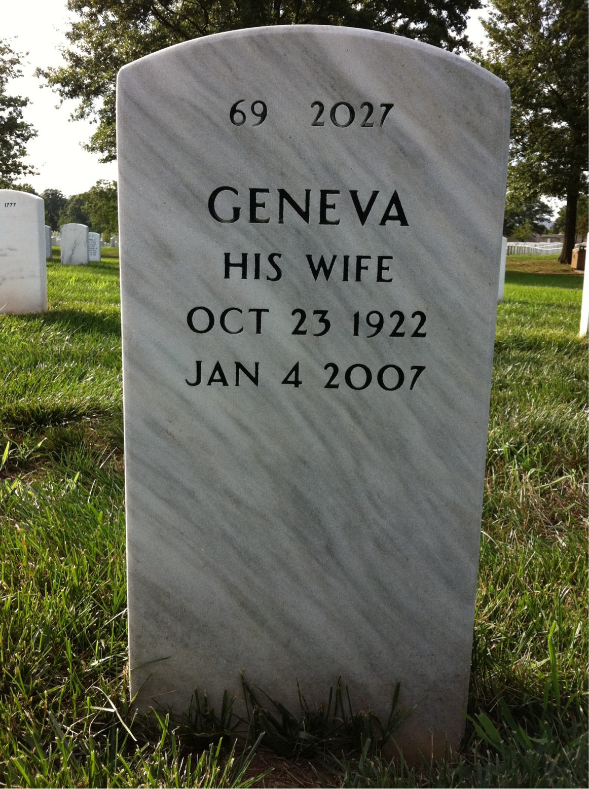 Back of headstone — Roland Smith
