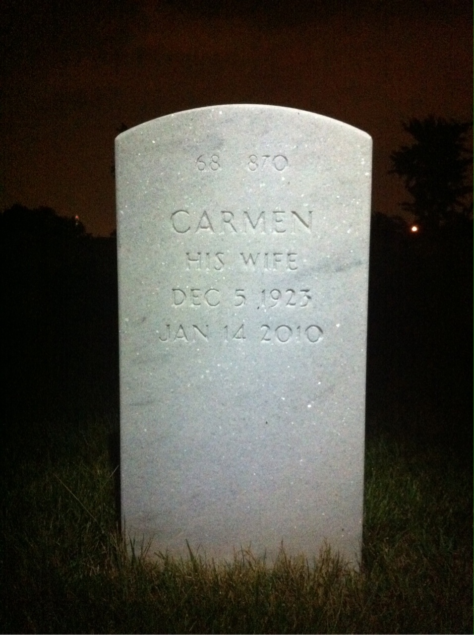 Back of headstone — William Haney