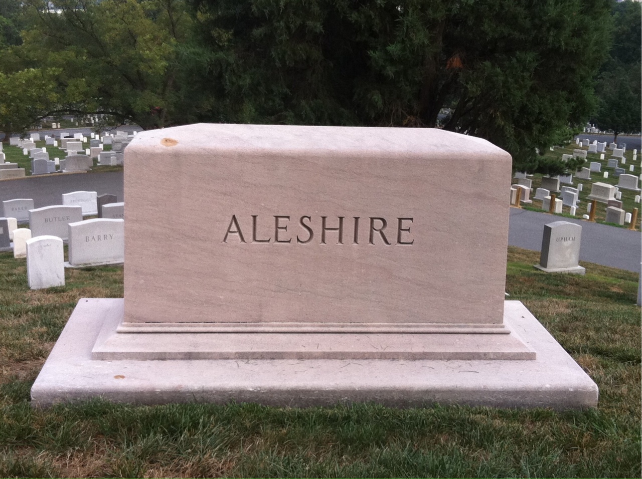 Back of headstone — Harriet Aleshire