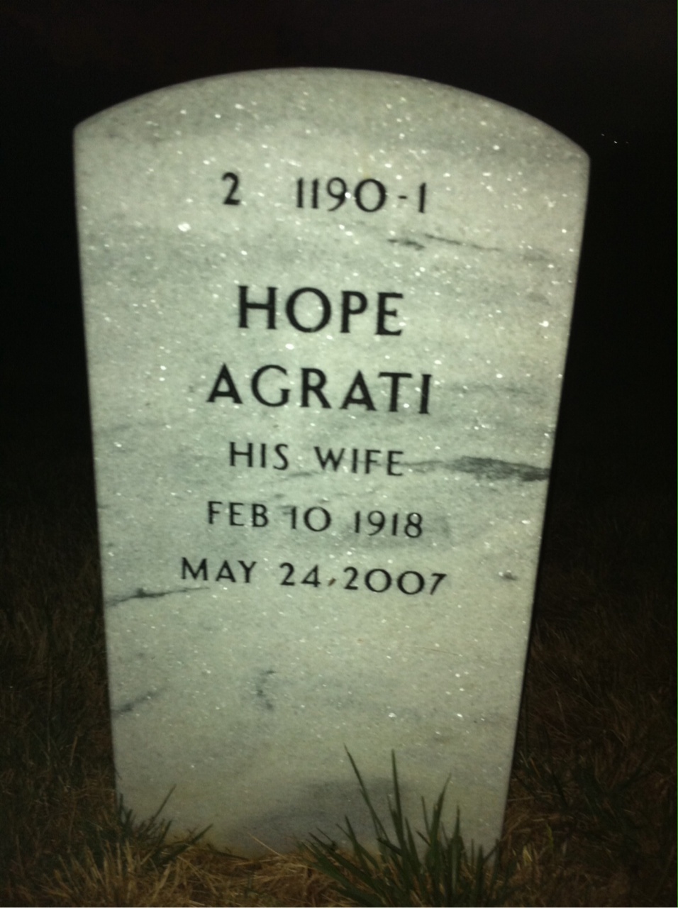 Back of headstone — John Dale