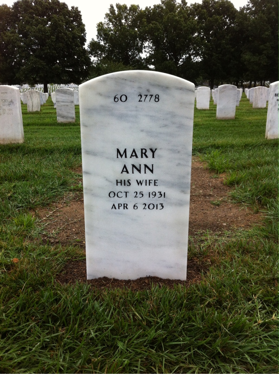 Back of headstone — George Mulcahy