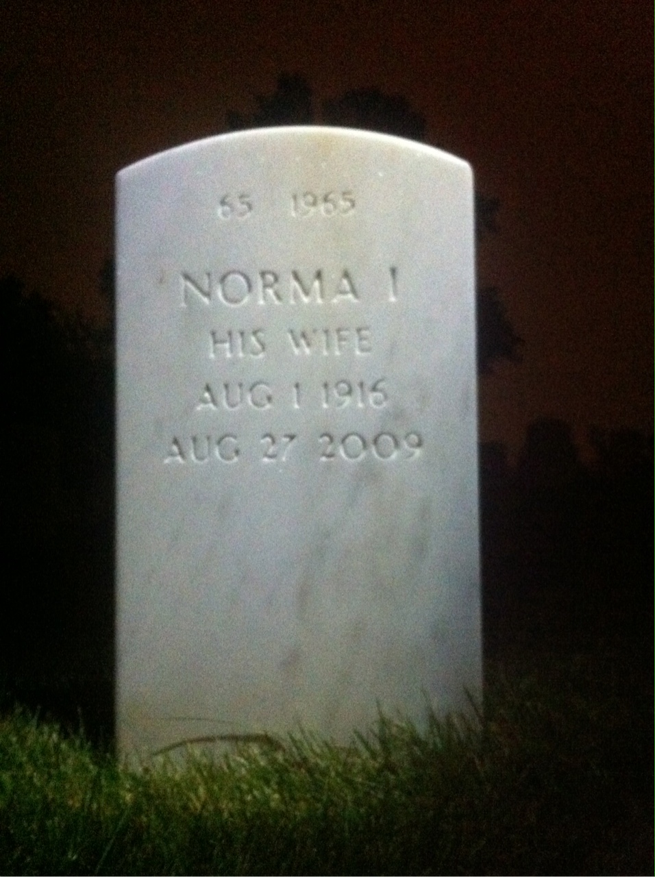 Back of headstone — Thomas Williams
