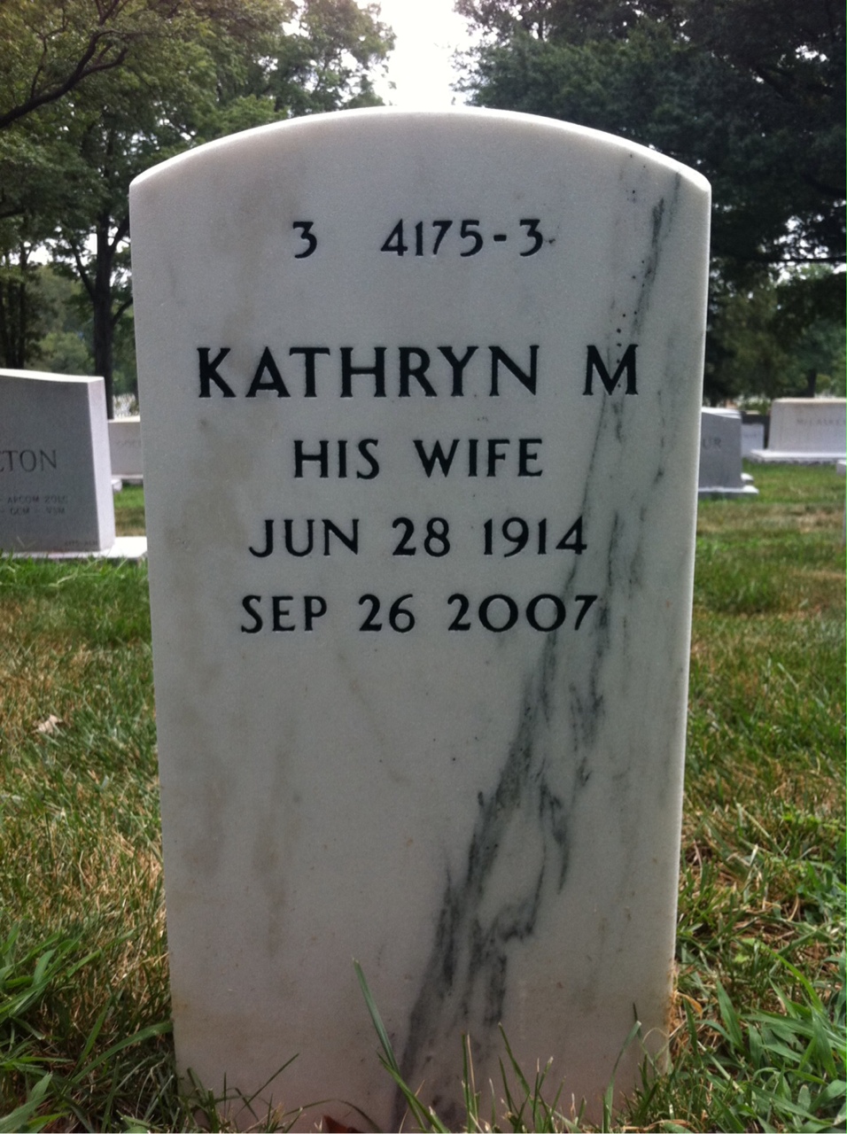 Back of headstone — Russell Start