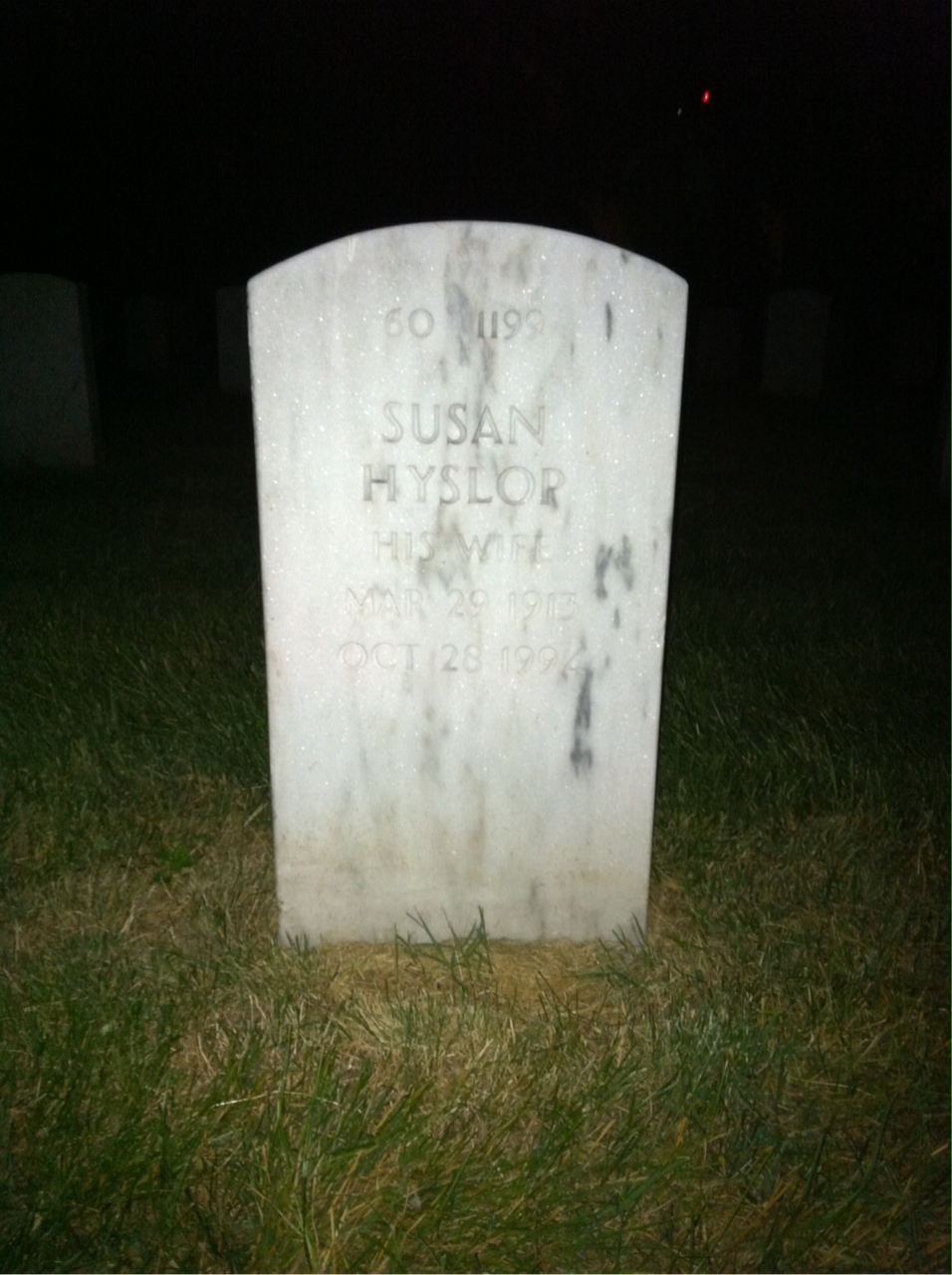 Back of headstone — Susan Bennett