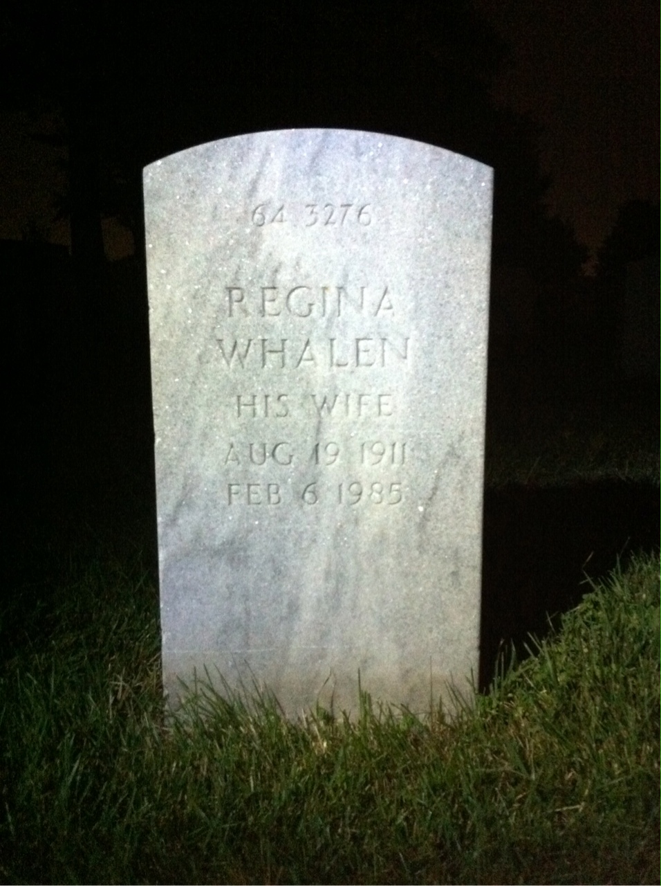 Back of headstone — Regina Moore