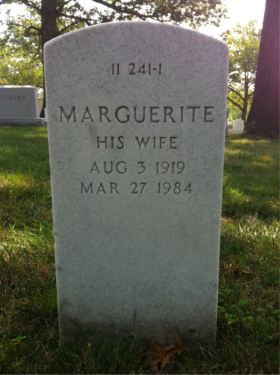 Back of headstone — Clair Mitchell