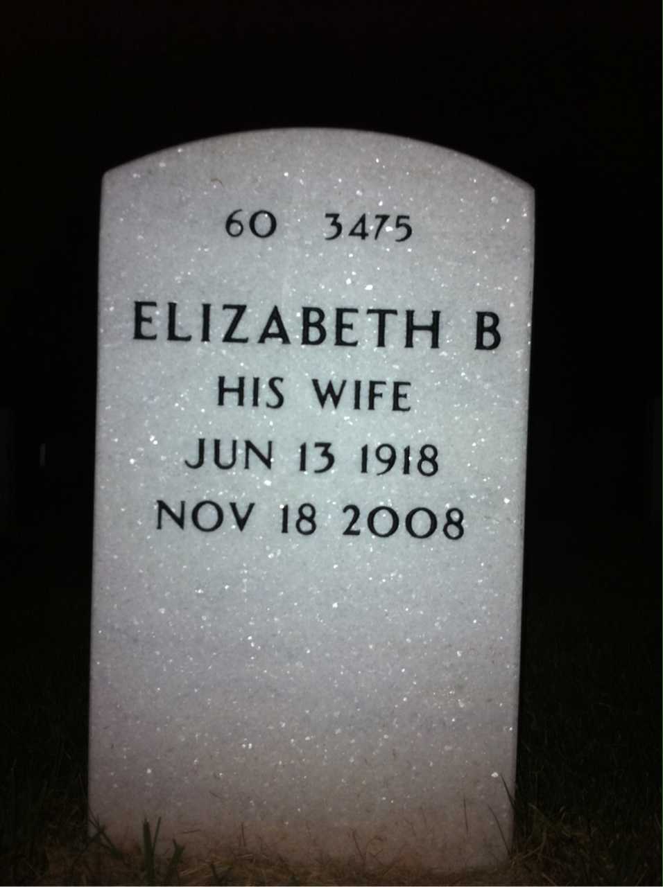 Back of headstone — Winston Hainsworth
