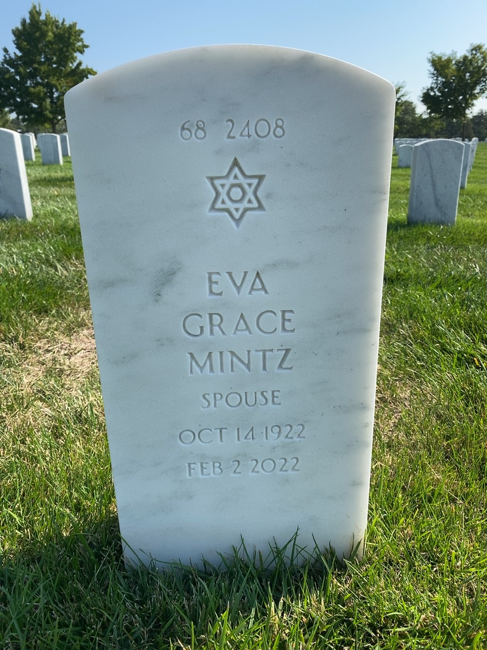 Back of headstone — Harold Mintz
