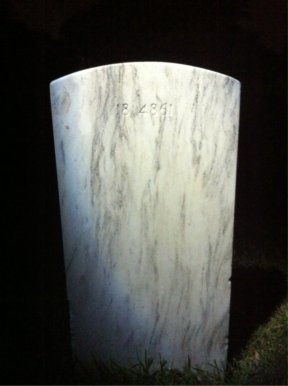 Back of headstone — Myron Adams