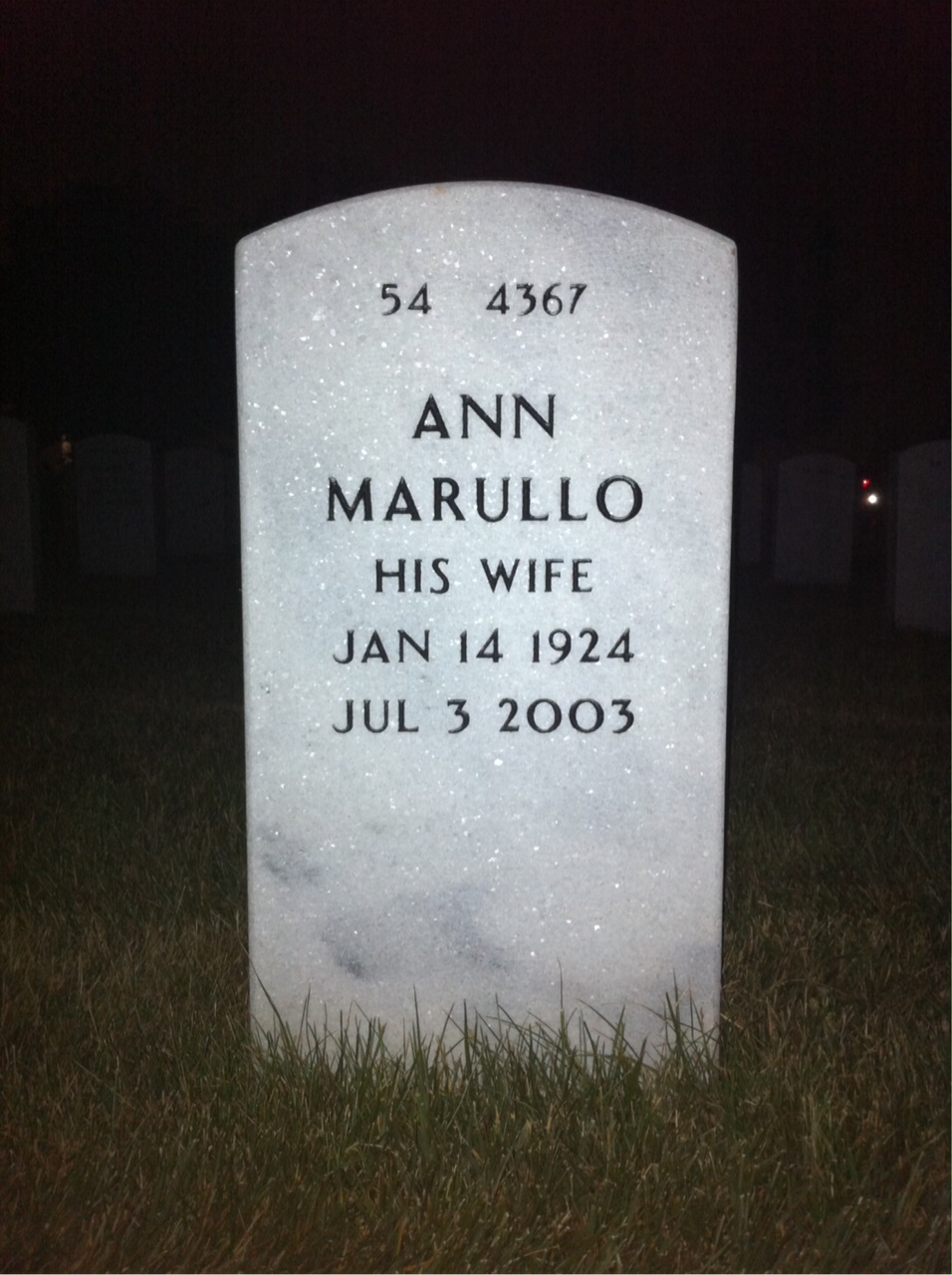 Back of headstone — Thomas Ferrara