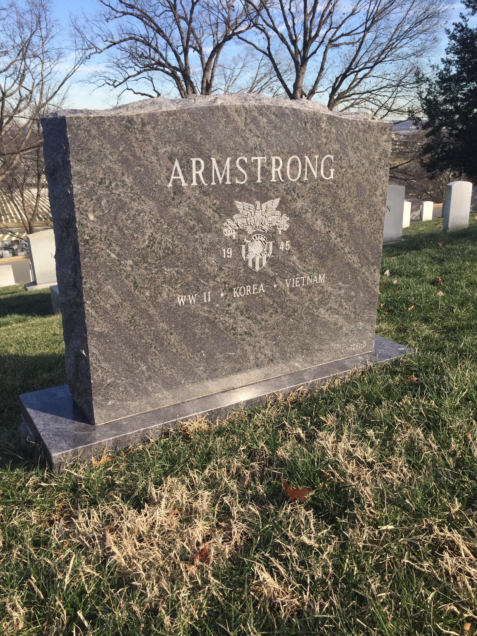 Back of headstone — David Armstrong