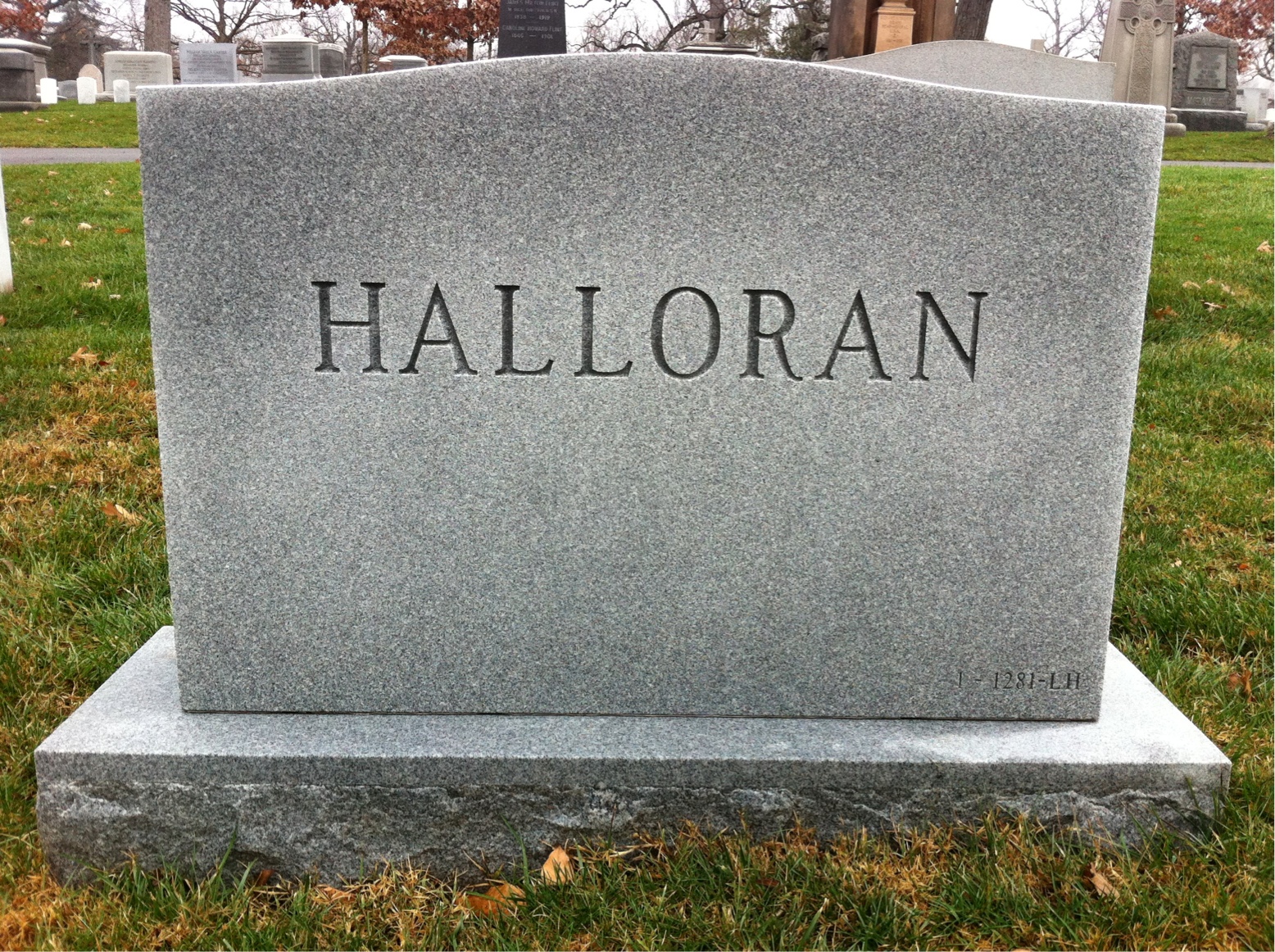 Back of headstone — James Halloran