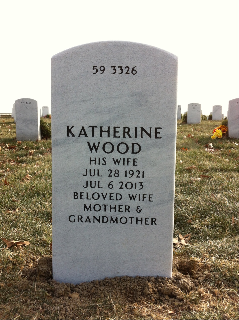 Back of headstone — Theodore Sawick
